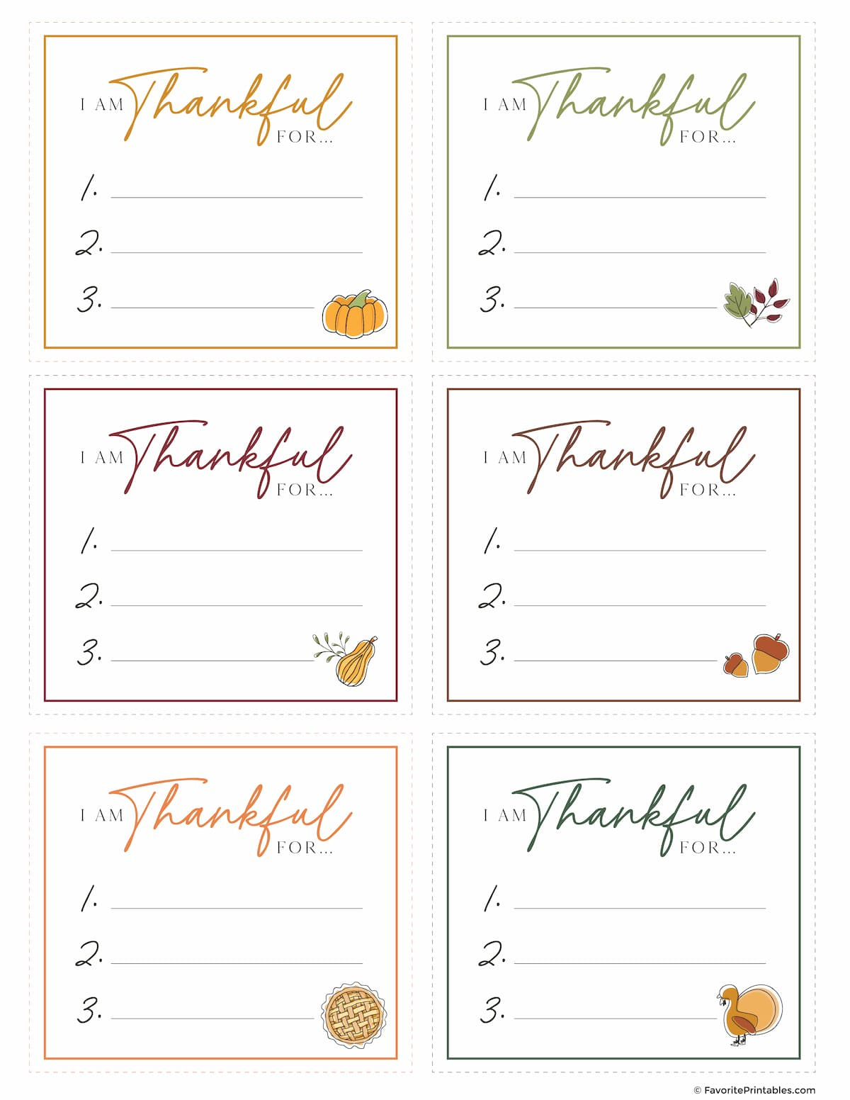 Free Printable I Am Thankful For Cards! - Favorite Printables for Thankful For You Cards Printable
