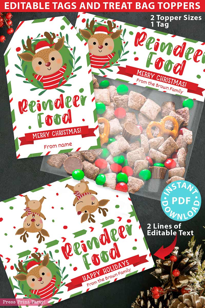 Free Printable Reindeer Food Reindeer Poop Bags Reindeer Poop pertaining to Free Reindeer Food Printable Bag Topper