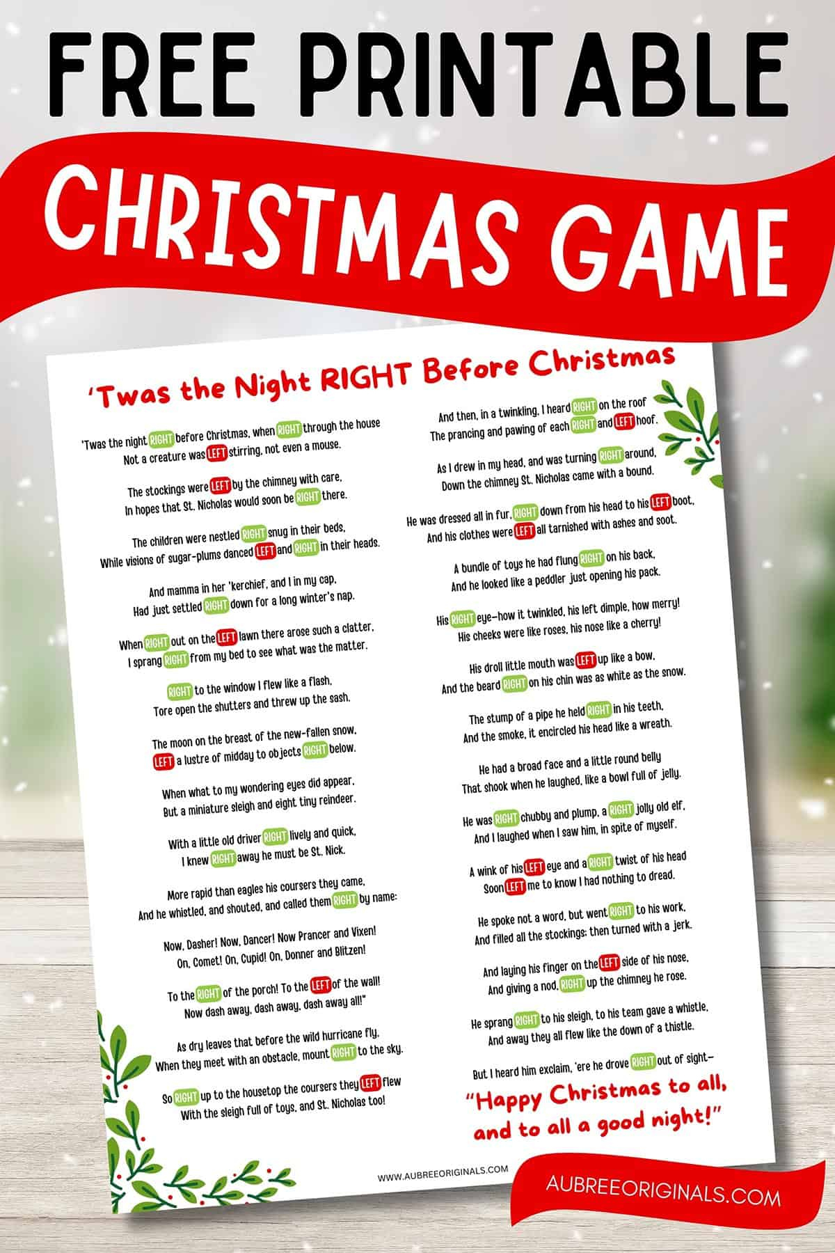 Free Printable Right Left Christmas Game Story - Aubree Originals inside Free Printable Left Right Christmas Game For Adults