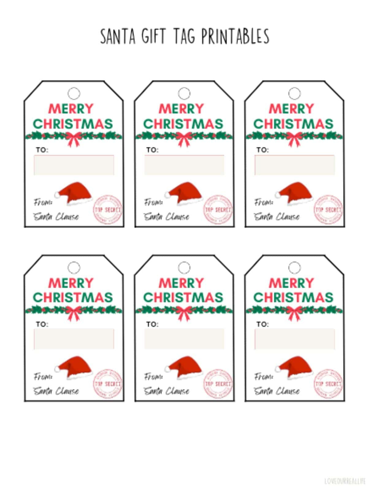 Free Printable Santa Gift Tags (Download Instantly To Print intended for Printable Christmas Tags From Santa