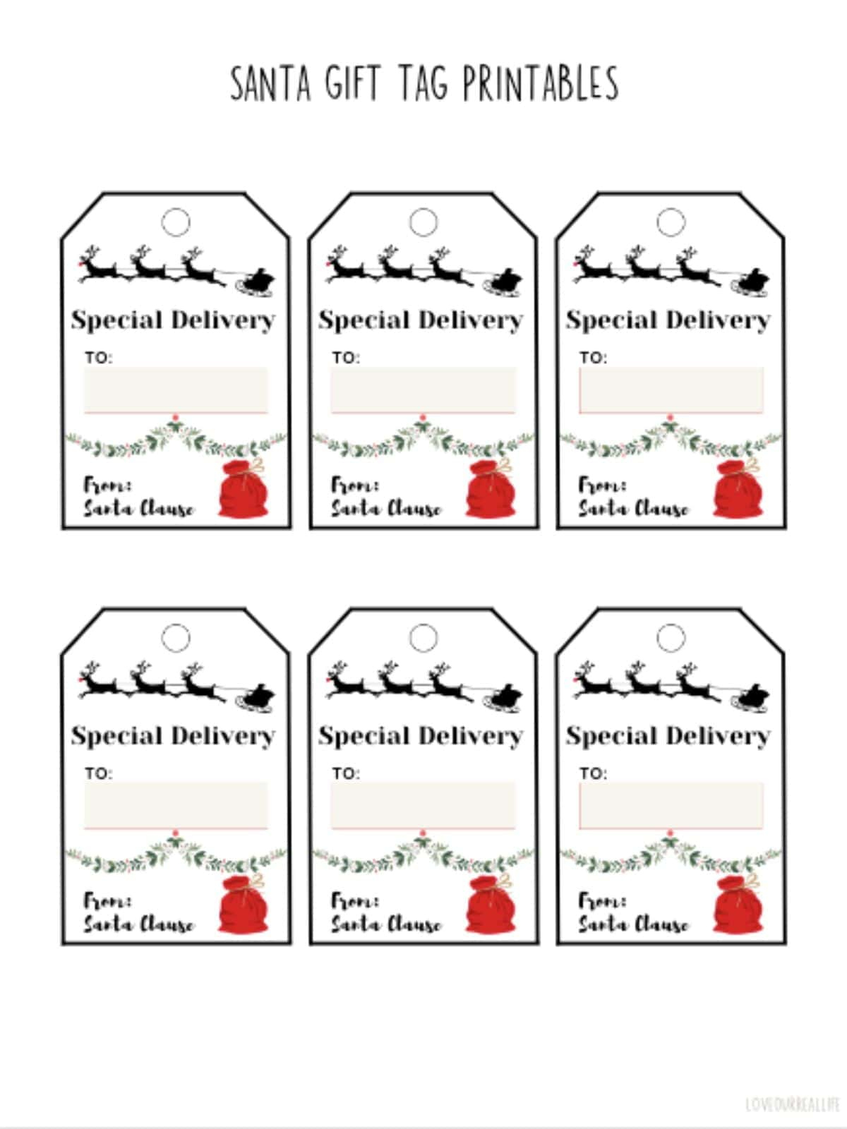 Free Printable Santa Gift Tags (Download Instantly To Print with Printable Christmas Tags From Santa