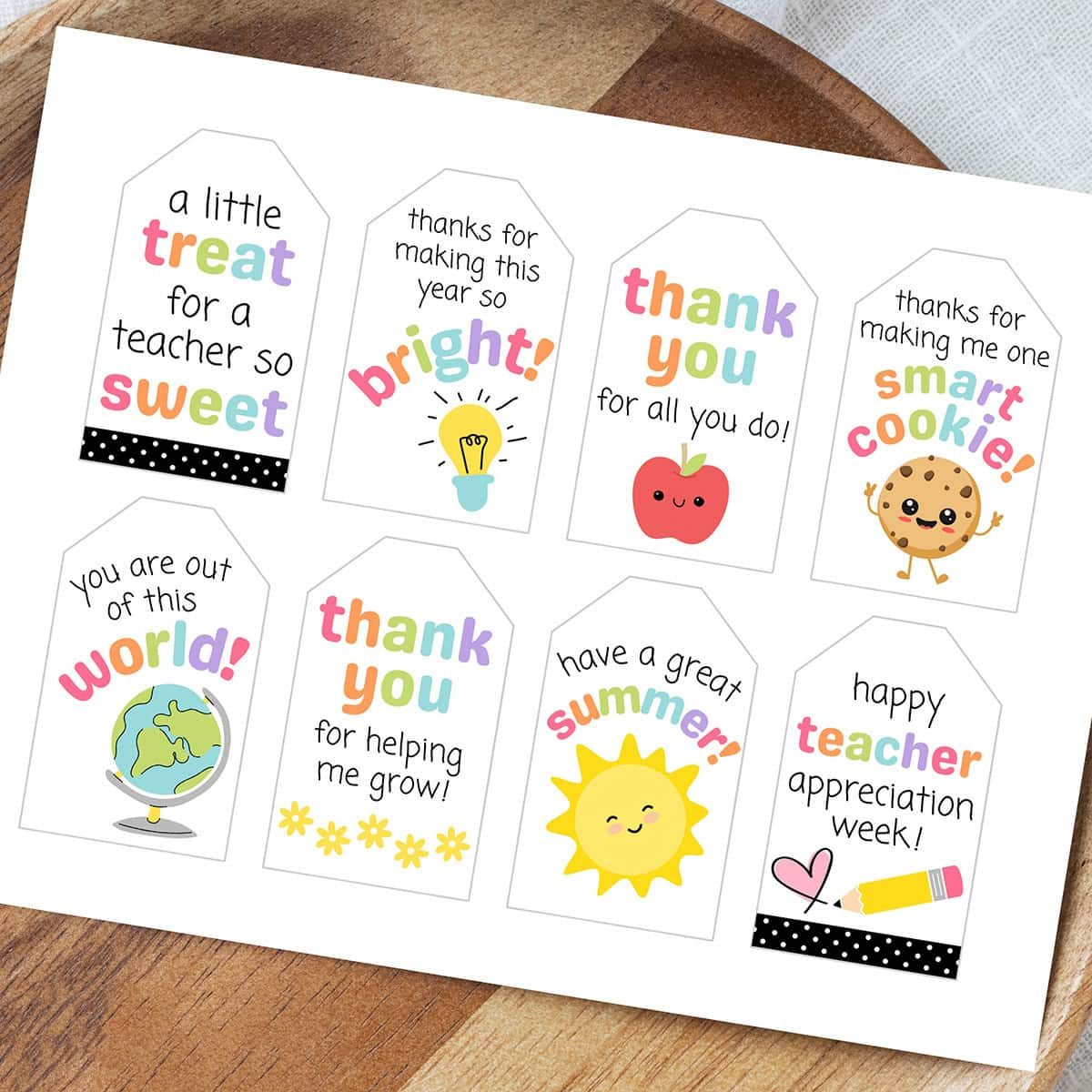 Free Printable Teacher Appreciation Gift Tags - Aubree Originals for Printable Teacher Christmas Tags