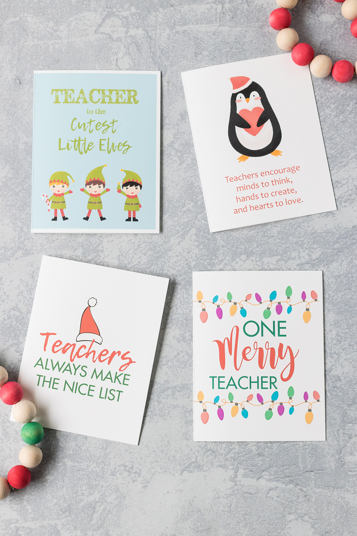 Free Printable Teacher Thank You Christmas Cards • Rose Clearfield inside Printable Christmas Card For Teacher