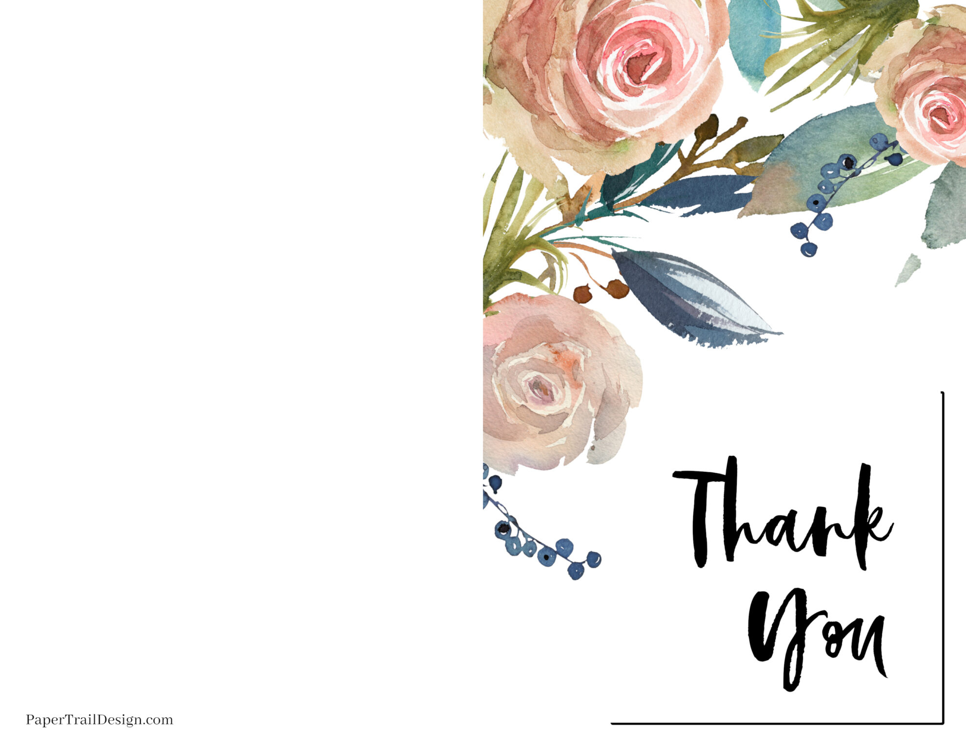 Free Printable Thank You Cards - Paper Trail Design for Blank Thank You Cards Printable Free