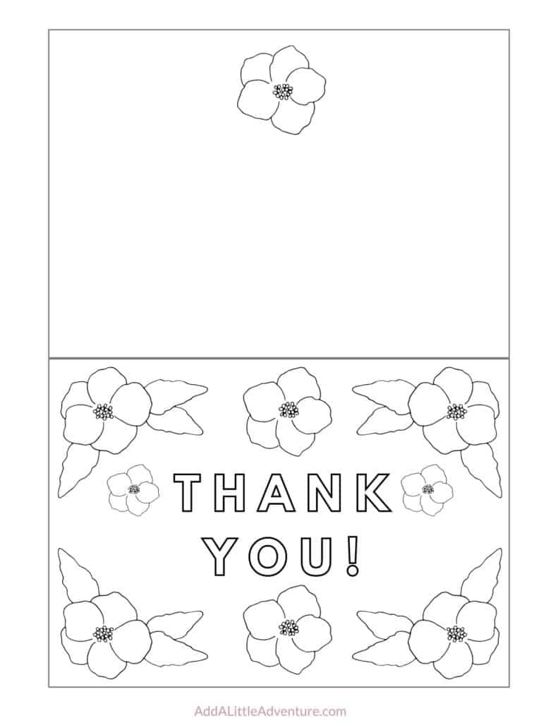 Free Printable Thank You Cards To Color - Add A Little Adventure intended for Thank You Cards Printable Coloring