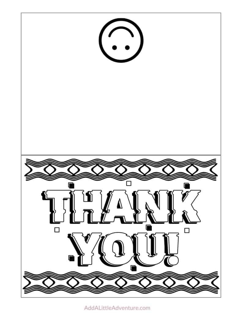 Free Printable Thank You Cards To Color - Add A Little Adventure within Thank You Cards Free Printable Kids Design