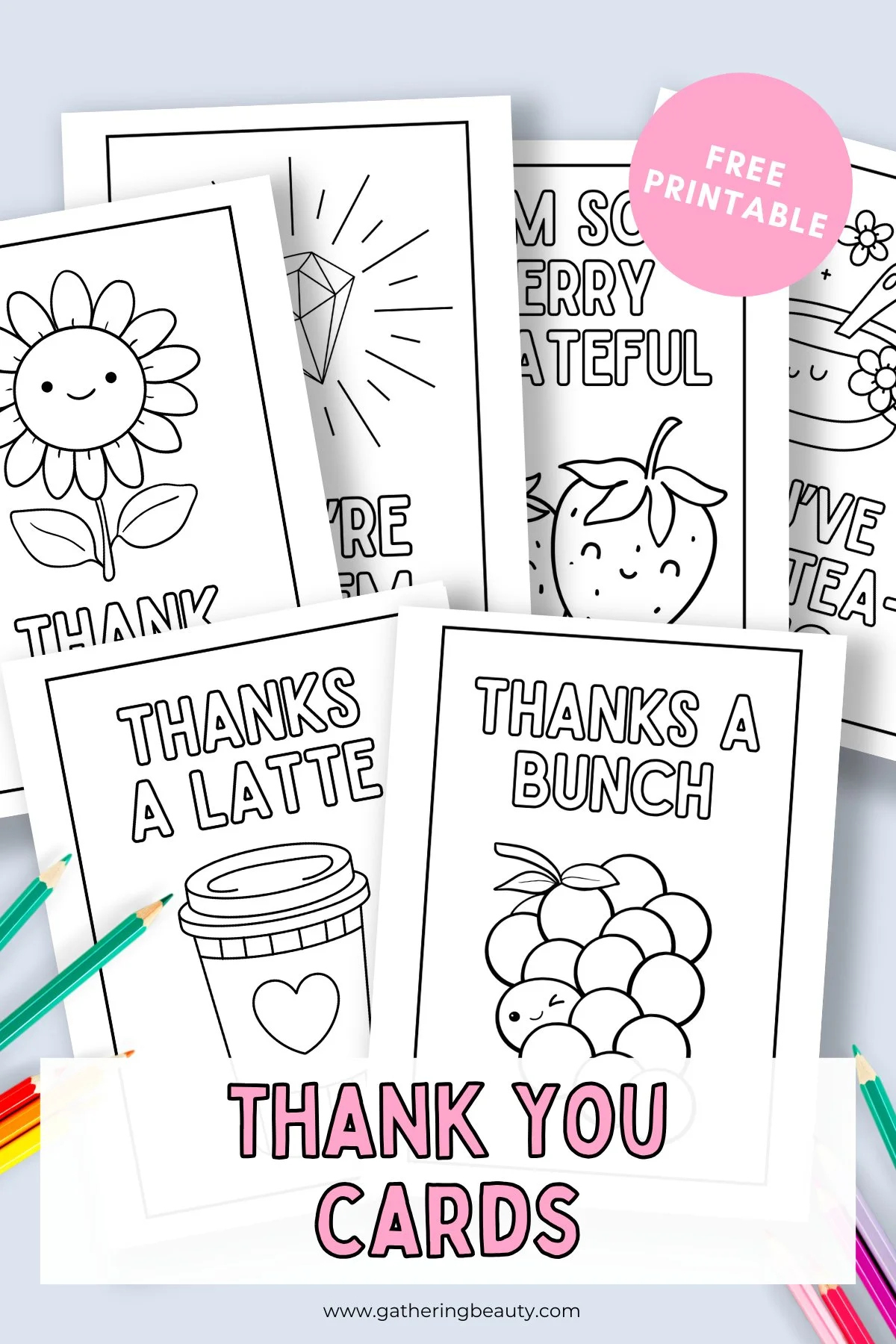 Free Printable Thank You Cards To Colour — Gathering Beauty regarding Free Printable Thank You Cards For Kids