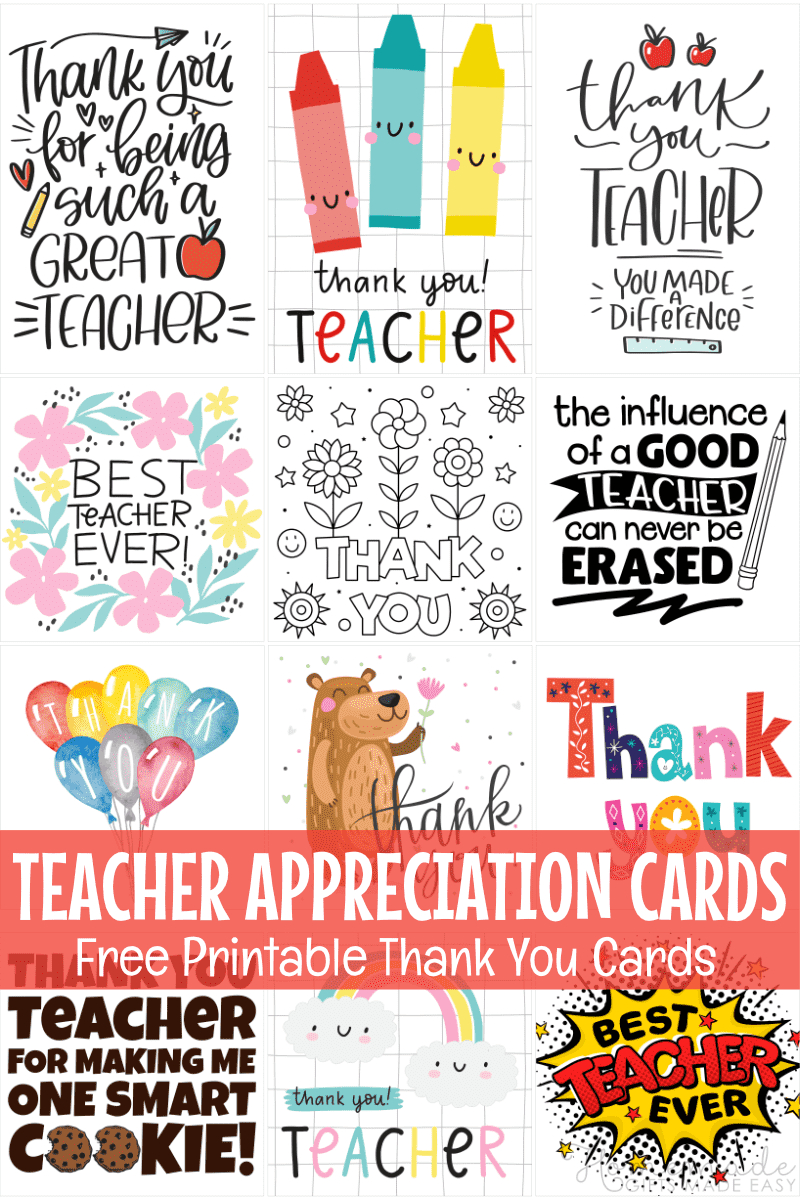 Free Teacher Appreciation Cards &amp;amp; Thank You Cards For Teachers 2025 regarding Printable Thank You Cards For Teachers