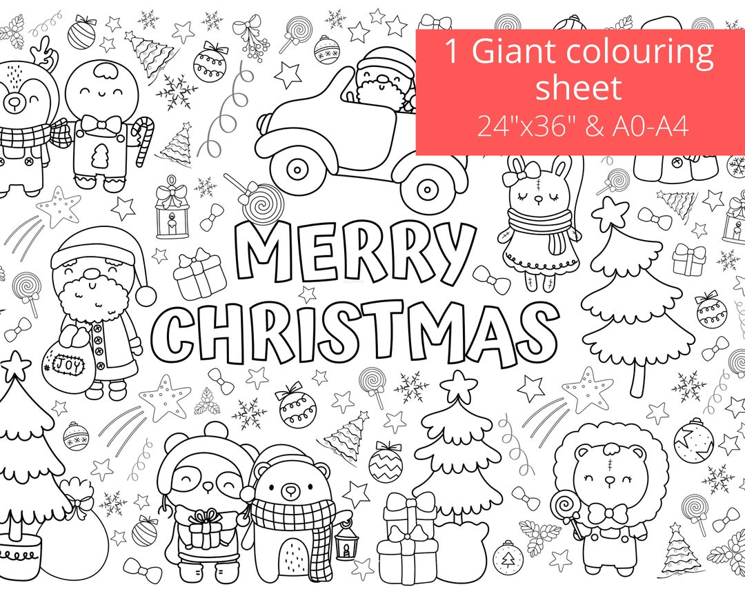 Giant Christmas Coloring Page, Printable Activity Sheet (Digital regarding Christmas Printable Pictures