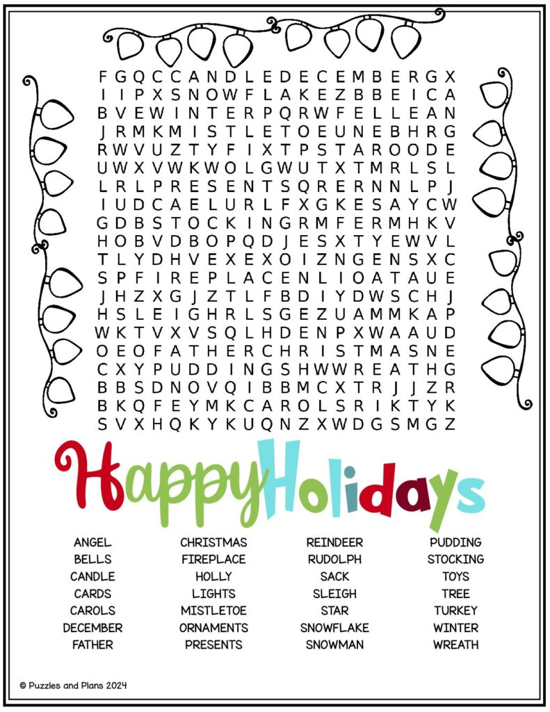 Happy Holiday Hard Word Search - Puzzlesandplans with Hard Holiday Word Search Printable