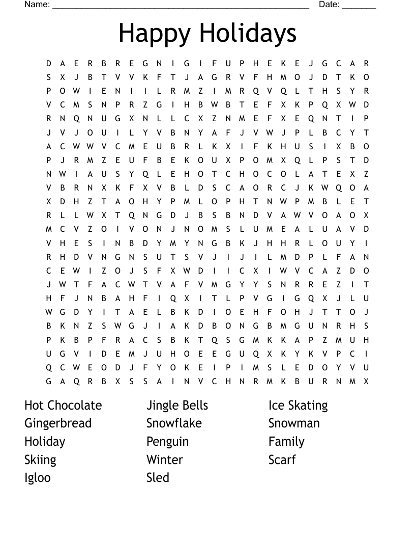 Happy Holidays Word Search - Wordmint with regard to Holiday Word Search Puzzles Printable