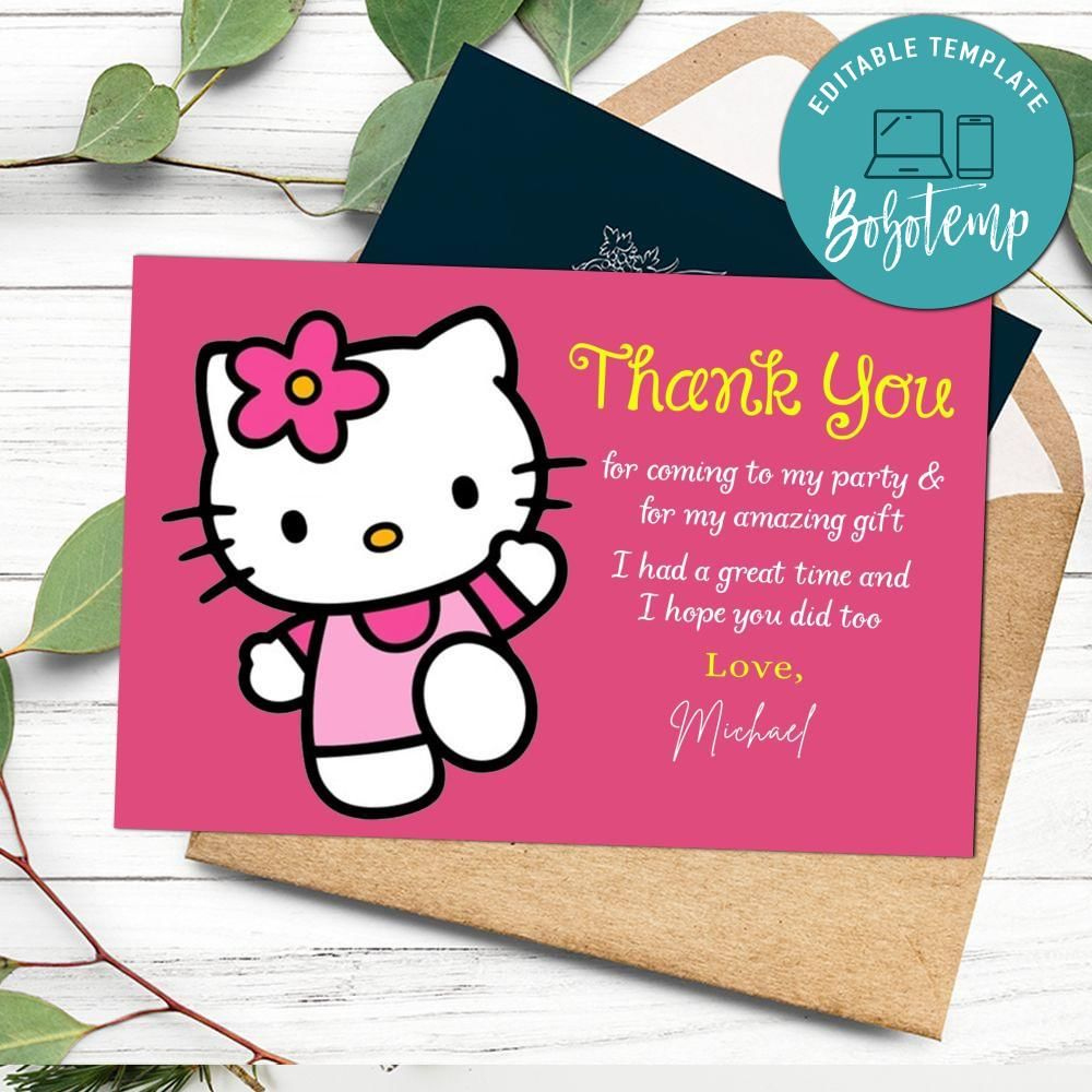 Hello Kitty Thank You Card Customizable Template Diy | Bobotemp with Hello Kitty Thank You Cards Printable Free
