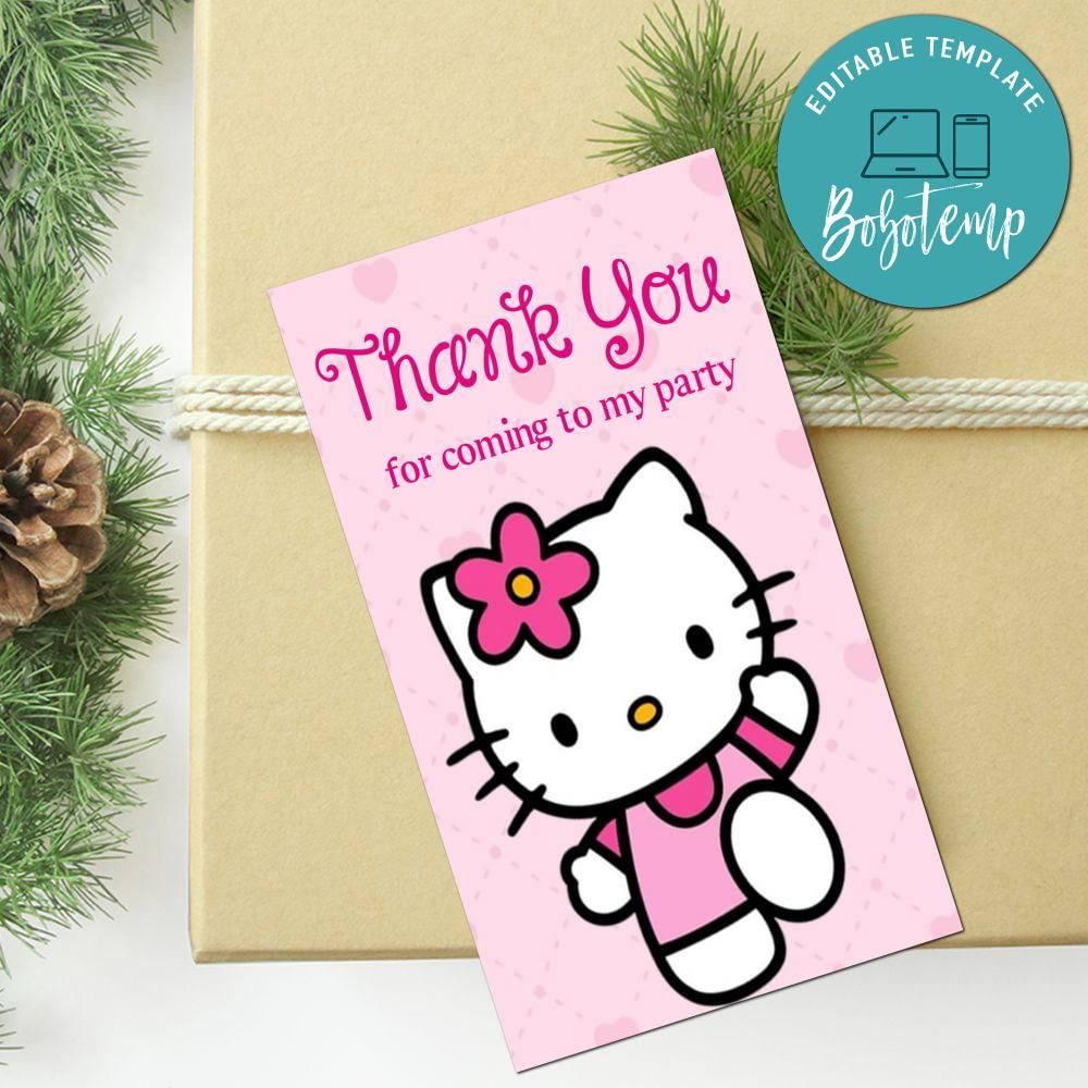 Hello Kitty Thank You Tag Customizable Template | Bobotemp intended for Hello Kitty Thank You Cards Printable Free