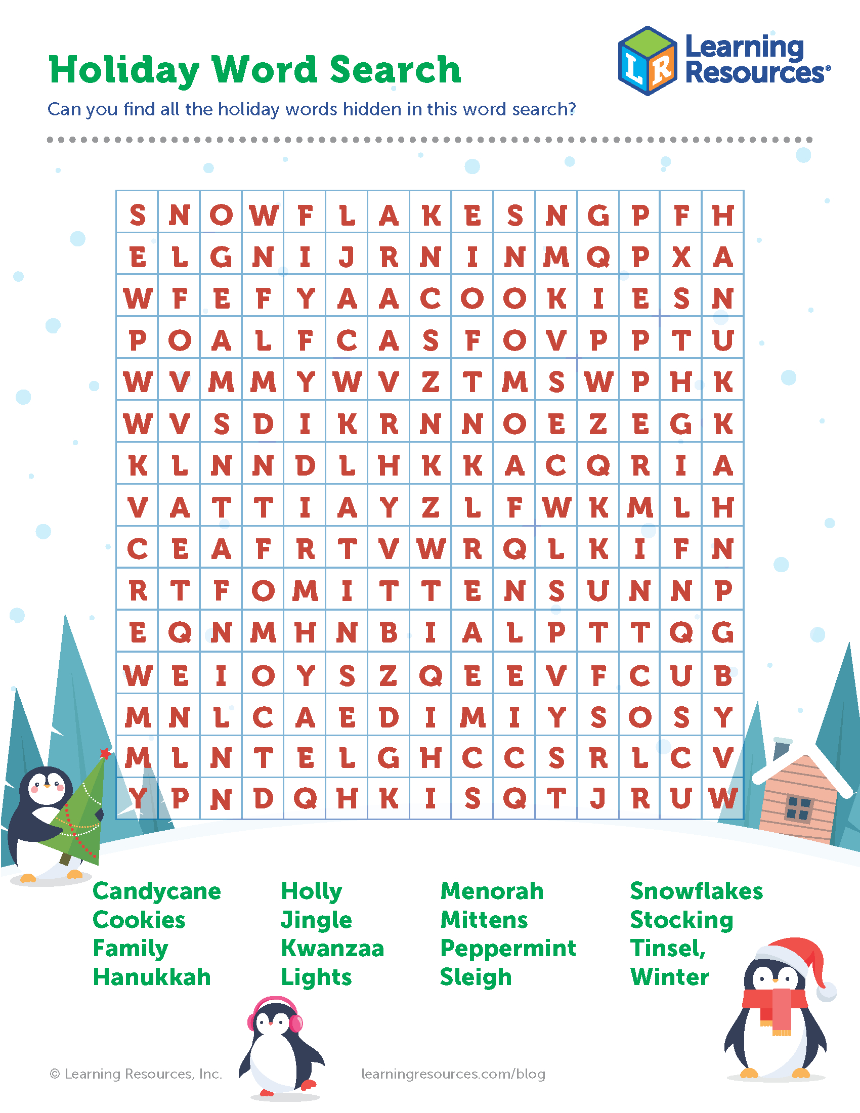 Holiday Word Search Printable | Learning Resources for Holiday Word Search Printable For Adults