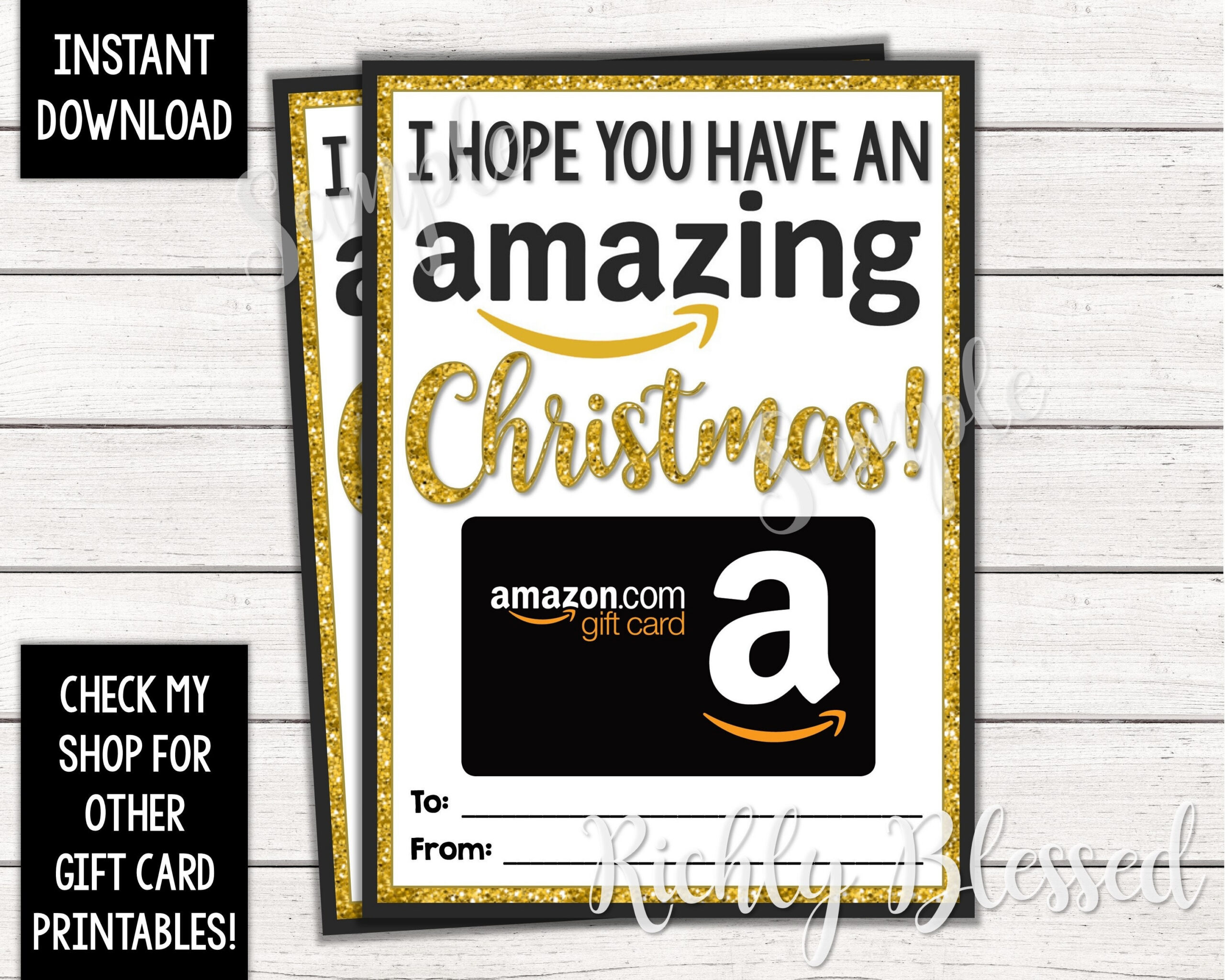 Instant Download Amazon Gift Card Christmas Card Holder Gift Card for Amazon Gift Card Merry Christmas Printable