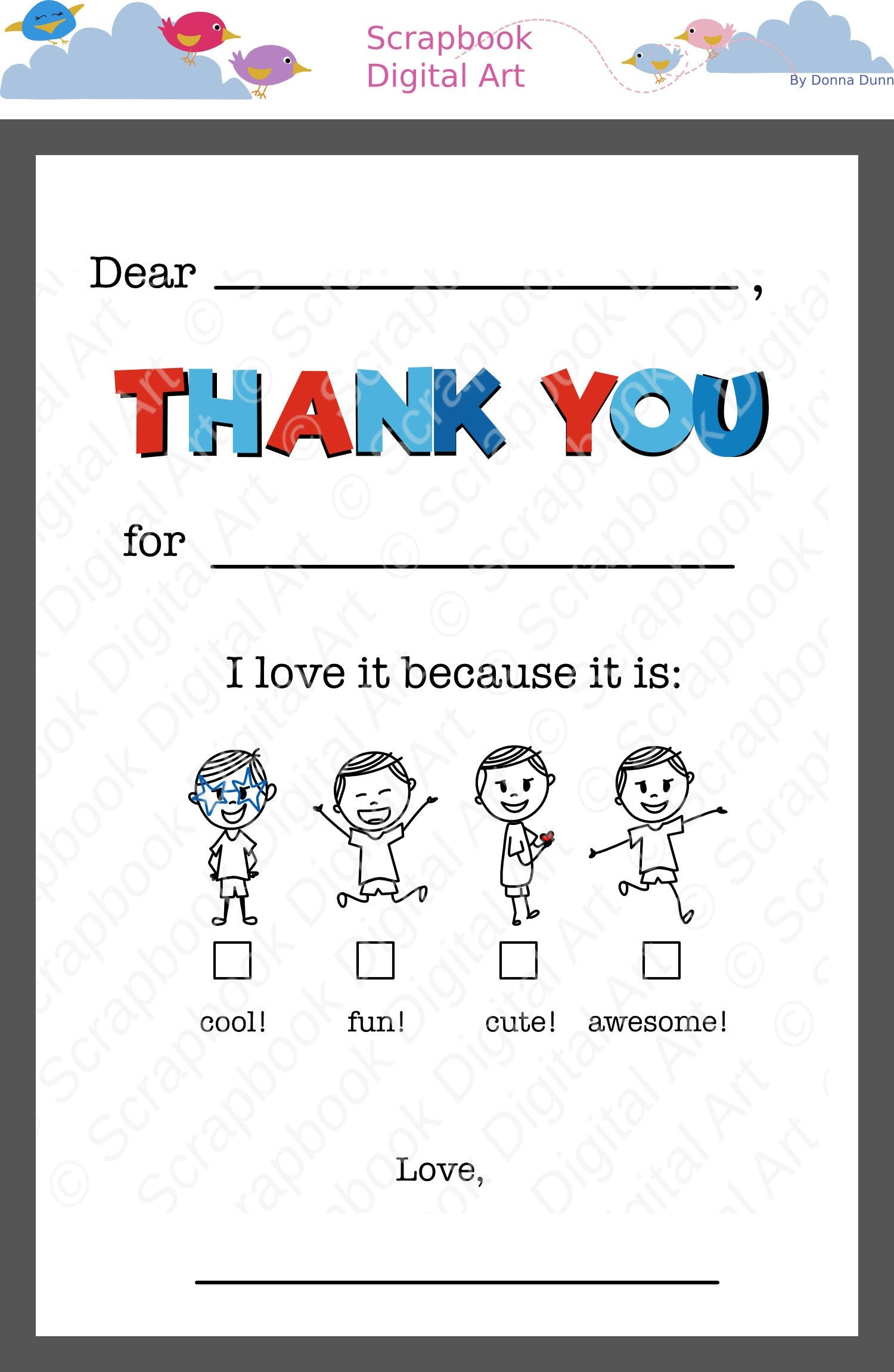 Kids Fill In The Blank, Thank You Cards. Printable Thank You Flat regarding Blank Thank You Cards Printable For Kids
