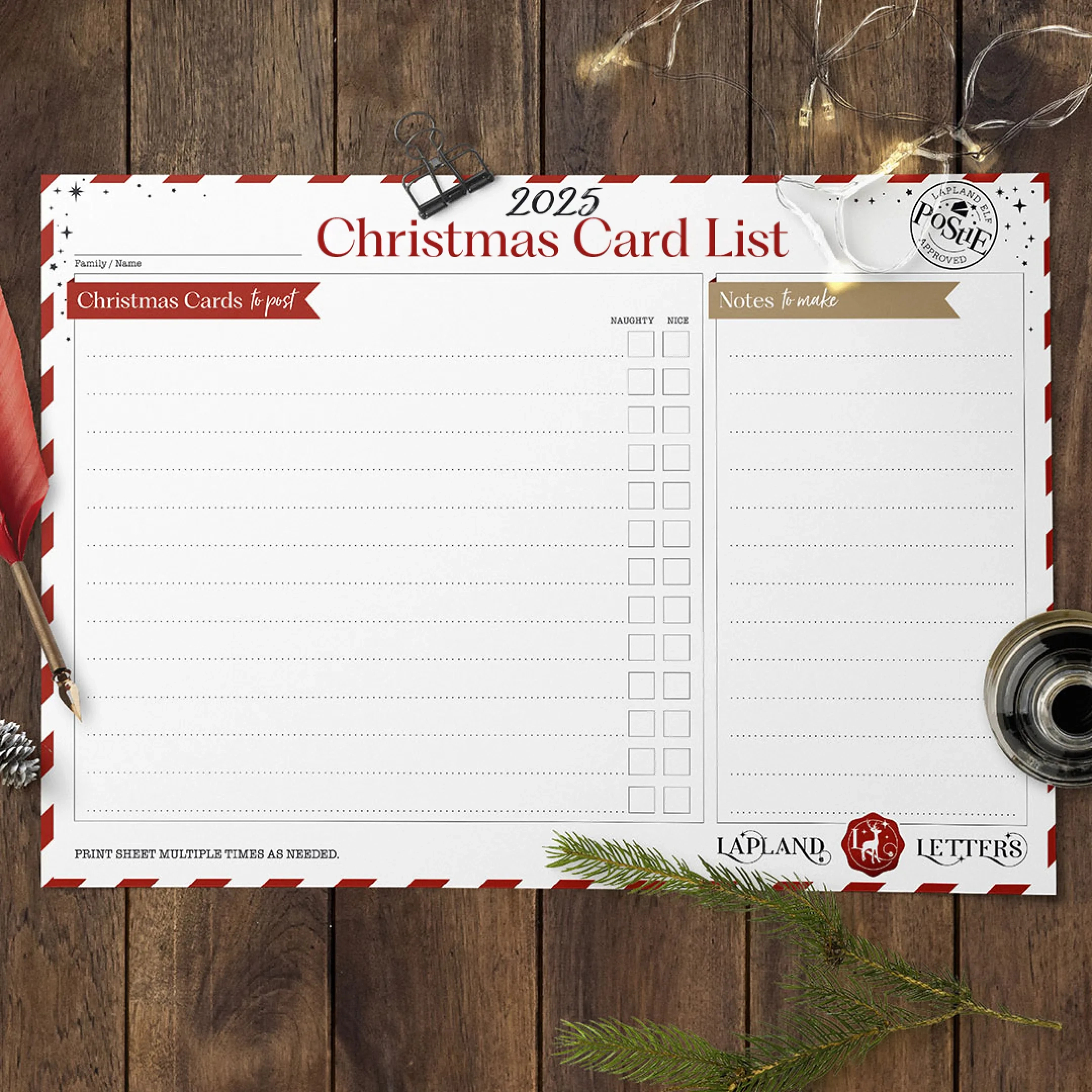 Lapland 2025 Christmas Planner | Lapland Letters inside Printable Christmas Card List 2025