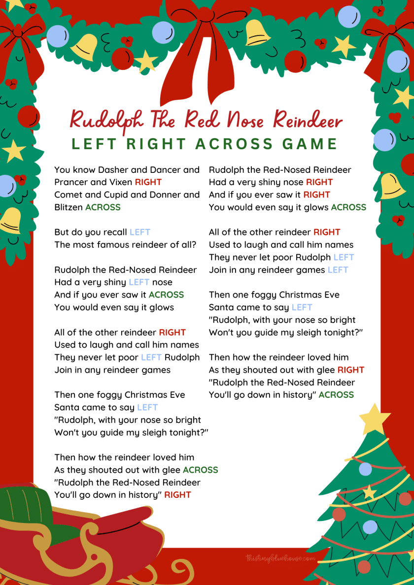 Left-Right Rudolph Game - 20 Free Pdf Printables | Printablee regarding Rudolph Left Right Christmas Game Printable