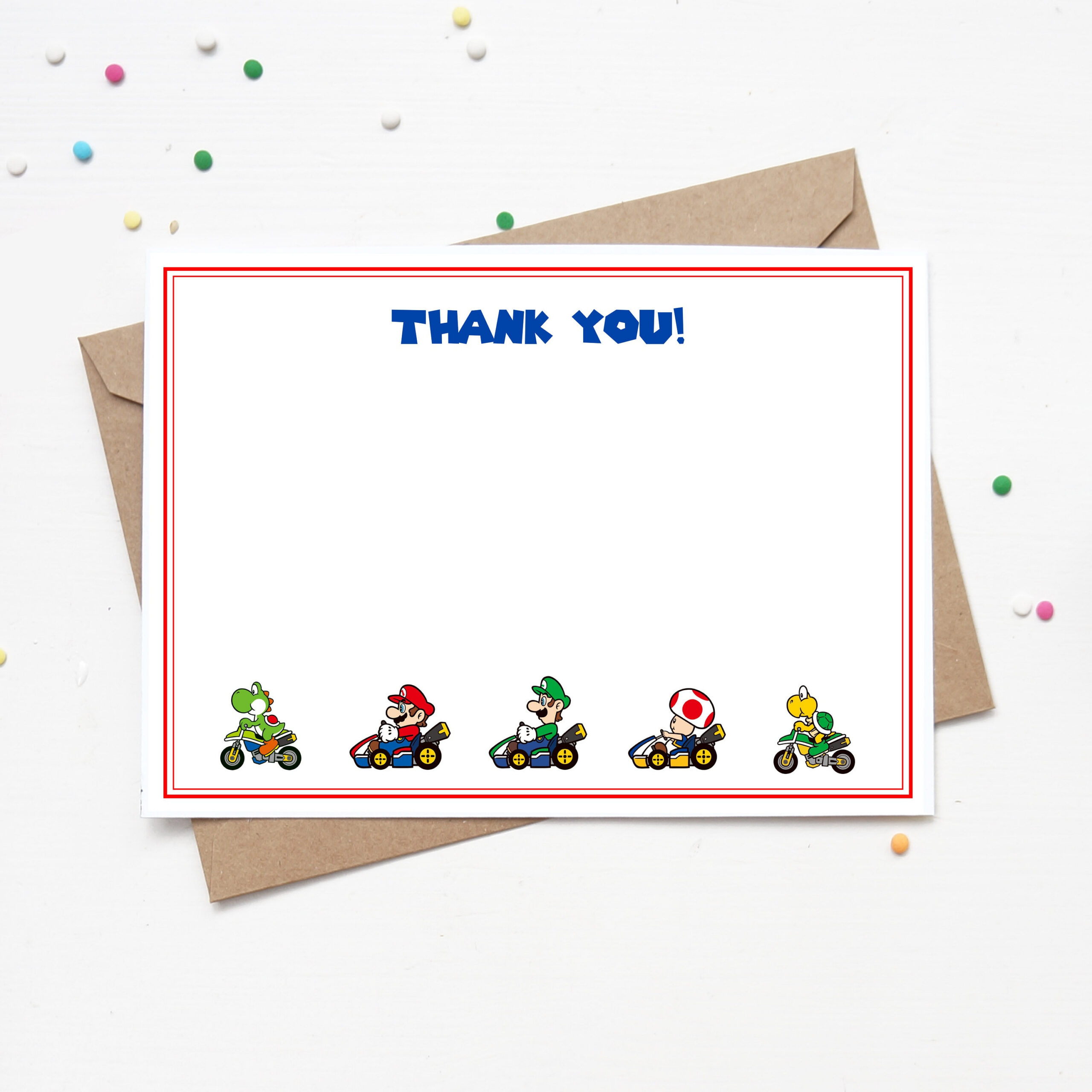 Mario Kart Thank You Card | Instant Download - Etsy.de inside Mario Thank You Cards Printable