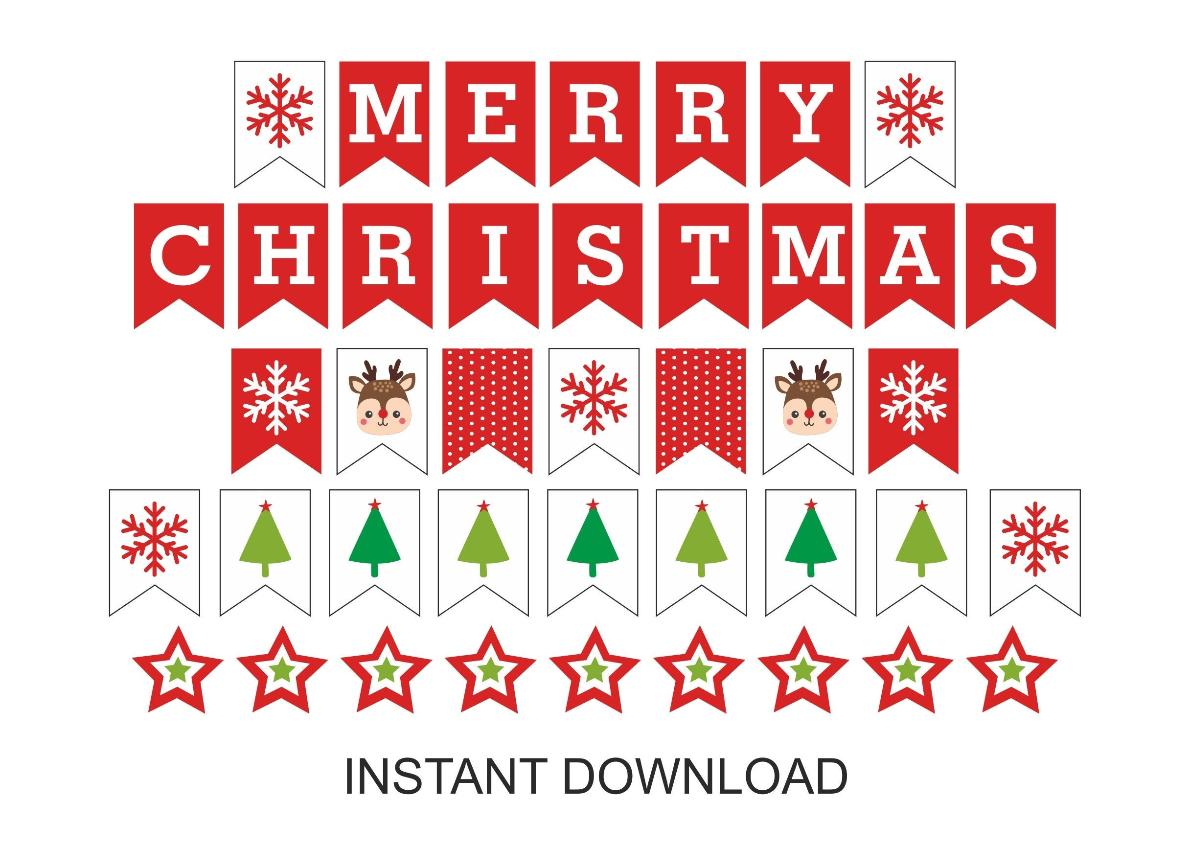 Merry Christmas Banner Printable / Christmas Banner Printable for Merry Christmas Printable Banner