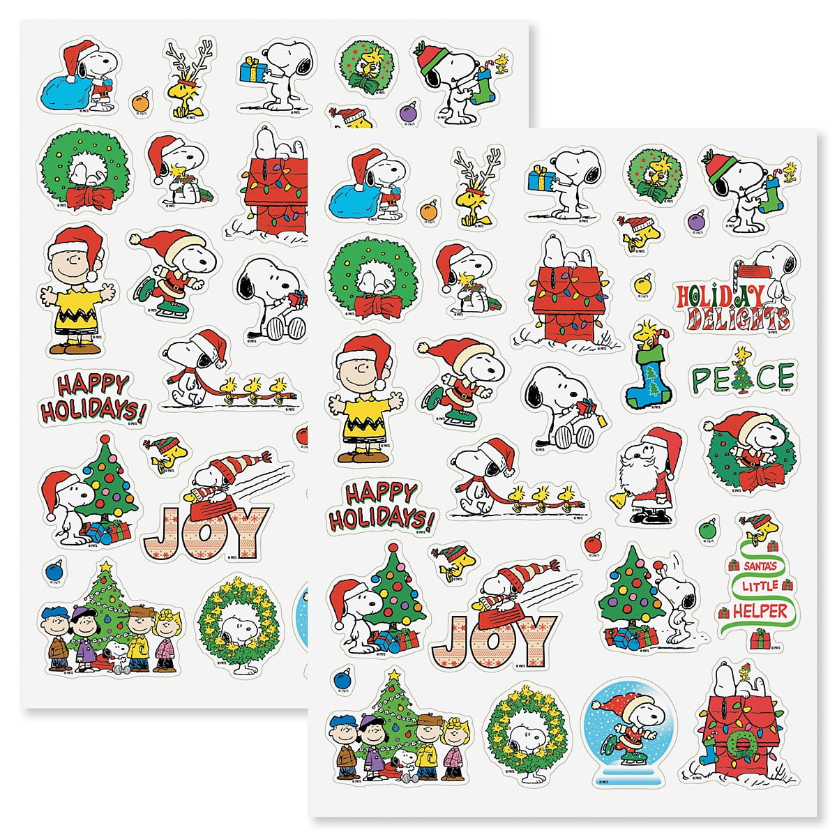 Peanuts Snoopy Christmas Festive Sticker Pack - 2 Sheets Of 34 for Printable Christmas Tags Snoopy