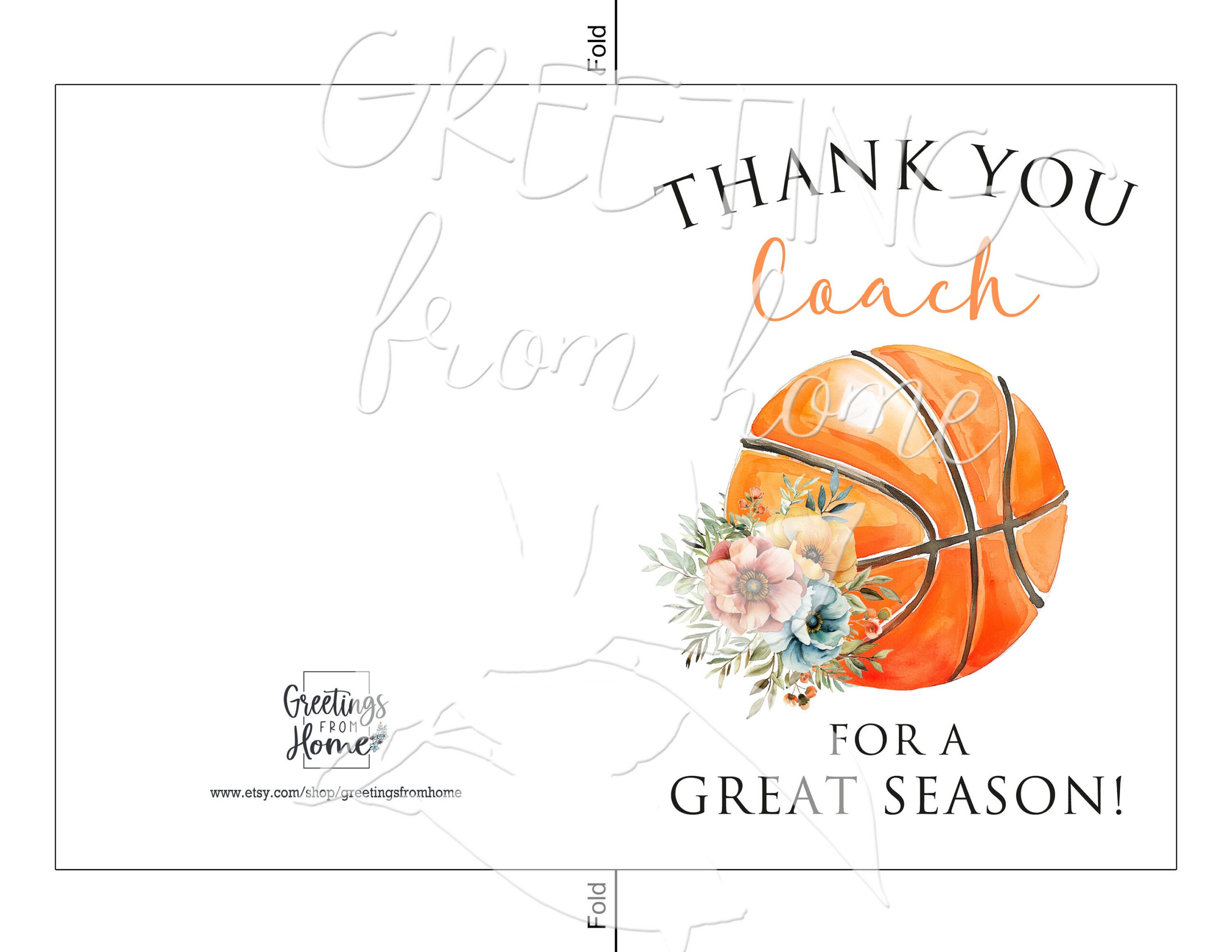 Printable Basketball Coach Thank You Card For Her, Thank You For regarding Basketball Thank You Cards Printable
