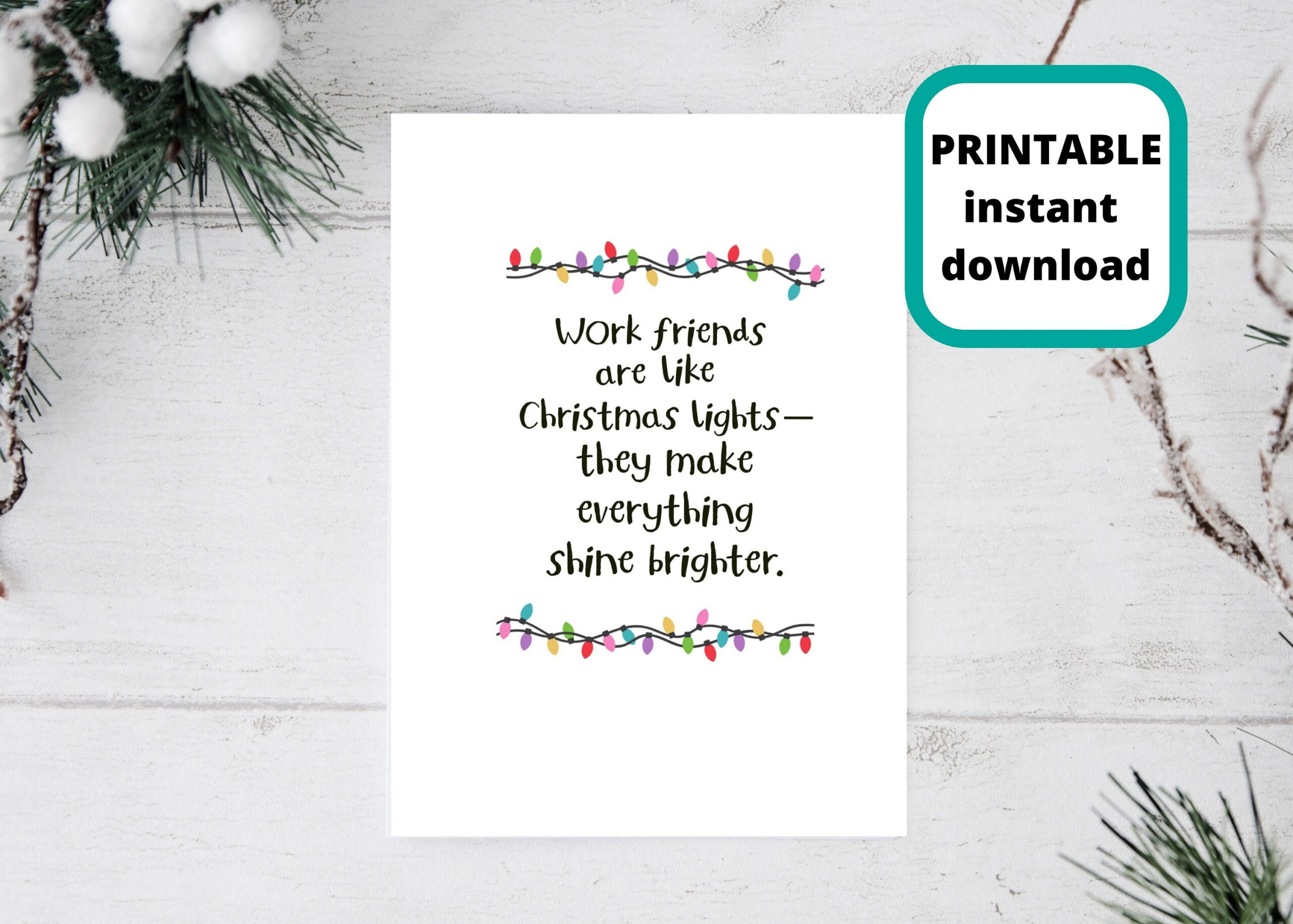 Printable Christmas Card For Coworker: Work Friends (Digital throughout Printable Christmas Card For Coworker