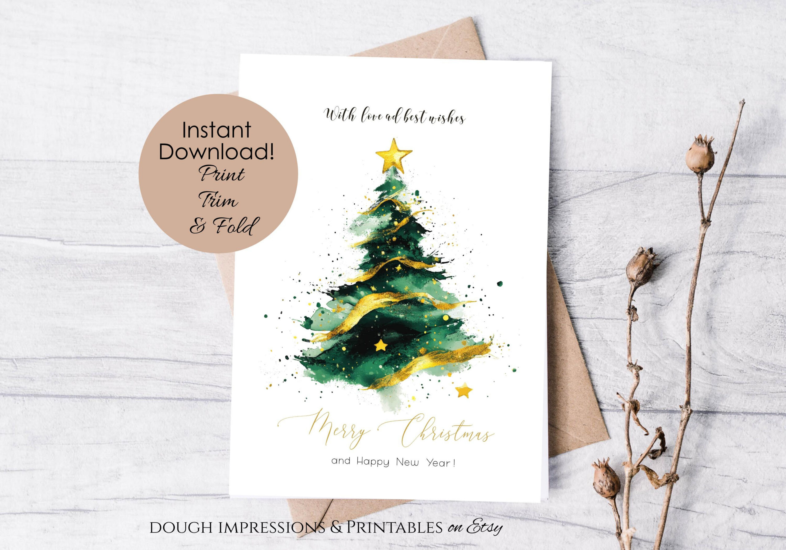 Printable Christmas Card Modern Abstract Instant Download 5X7 pertaining to 5X7 Printable Christmas Card