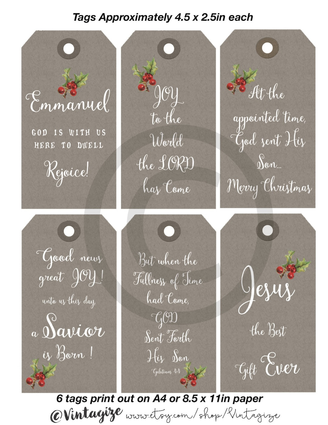 Printable Christmas Christian Religious Gift Tags. Neutral Kraft intended for Religious Christmas Gift Tags Printable