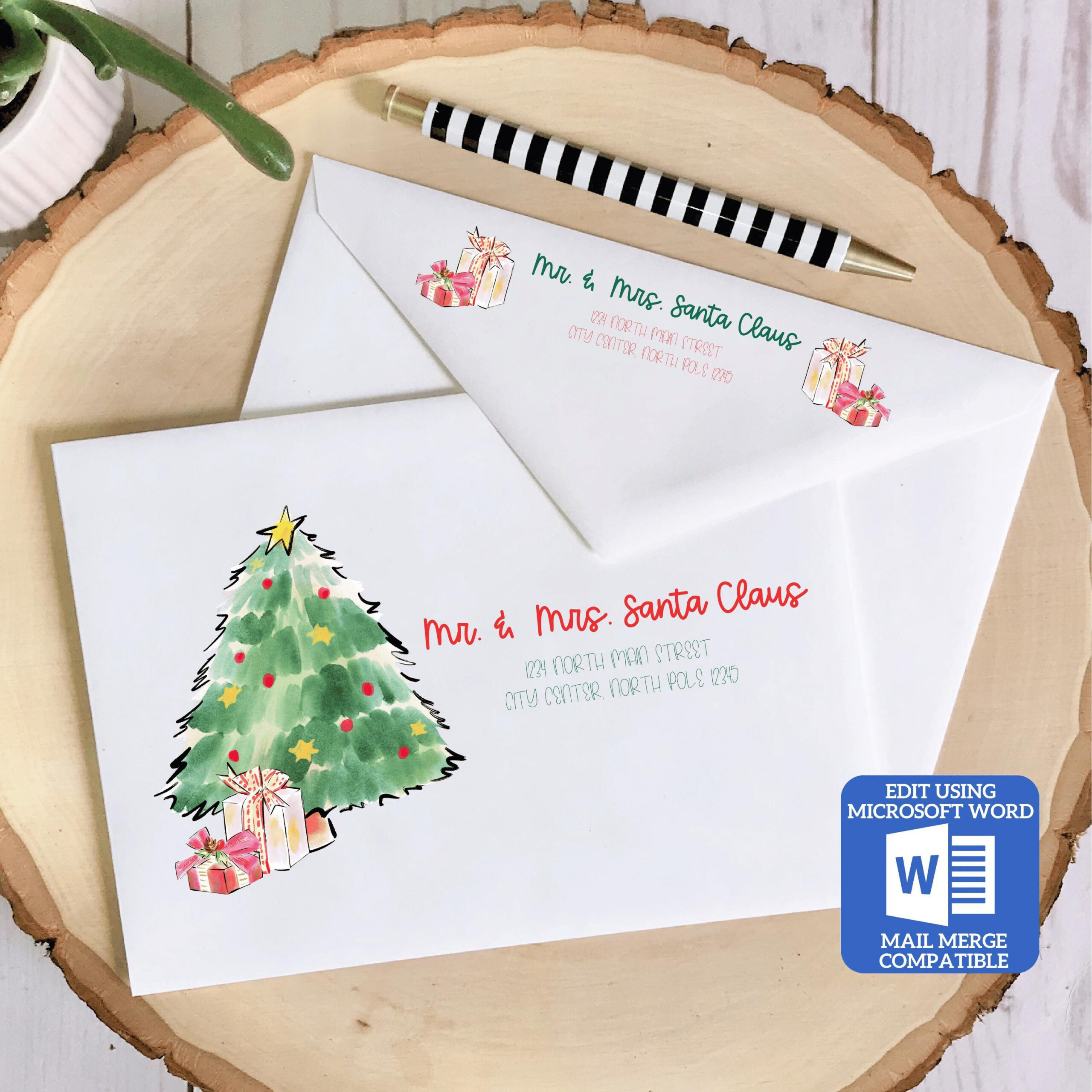 Printable Christmas Envelope Template | Christmas Tree Design pertaining to Printable Christmas Card Envelopes
