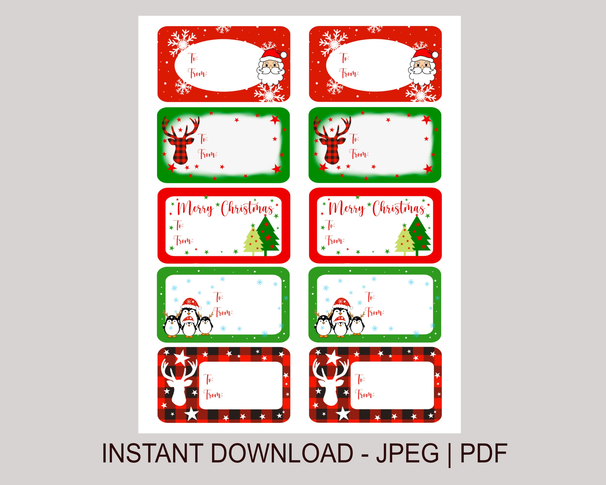Printable Christmas Labels, Instant Download, Winter Holiday pertaining to Printable Christmas Tags Stickers