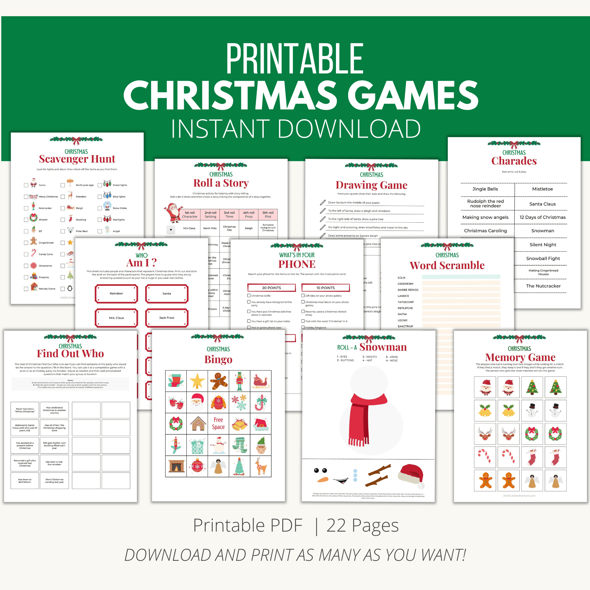 Printable Christmas Party Games {Downloadable Pdf} - Add A Little within Christmas Printable Games