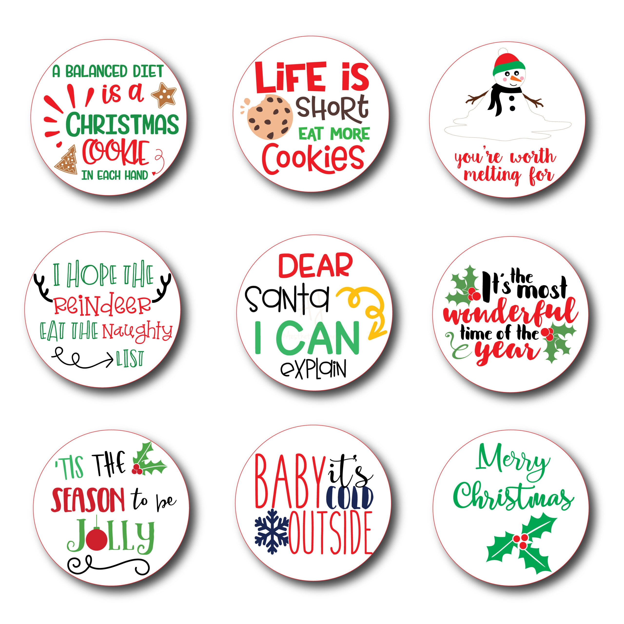 Printable Christmas Sticker With Cute Sayings for Christmas Printable Stickers