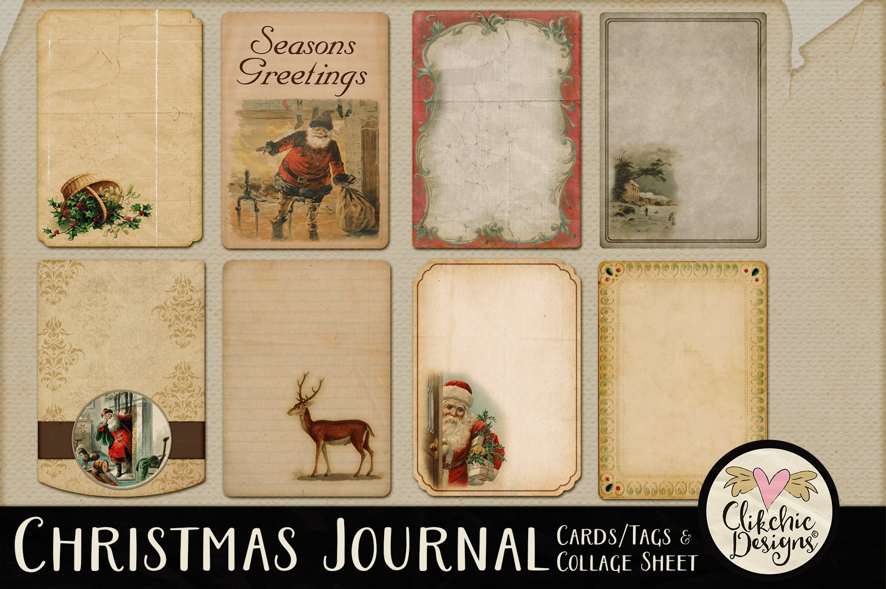 Printable Christmas Tags - Vintage Christmas Journal Cards intended for Vintage Printable Christmas Tags