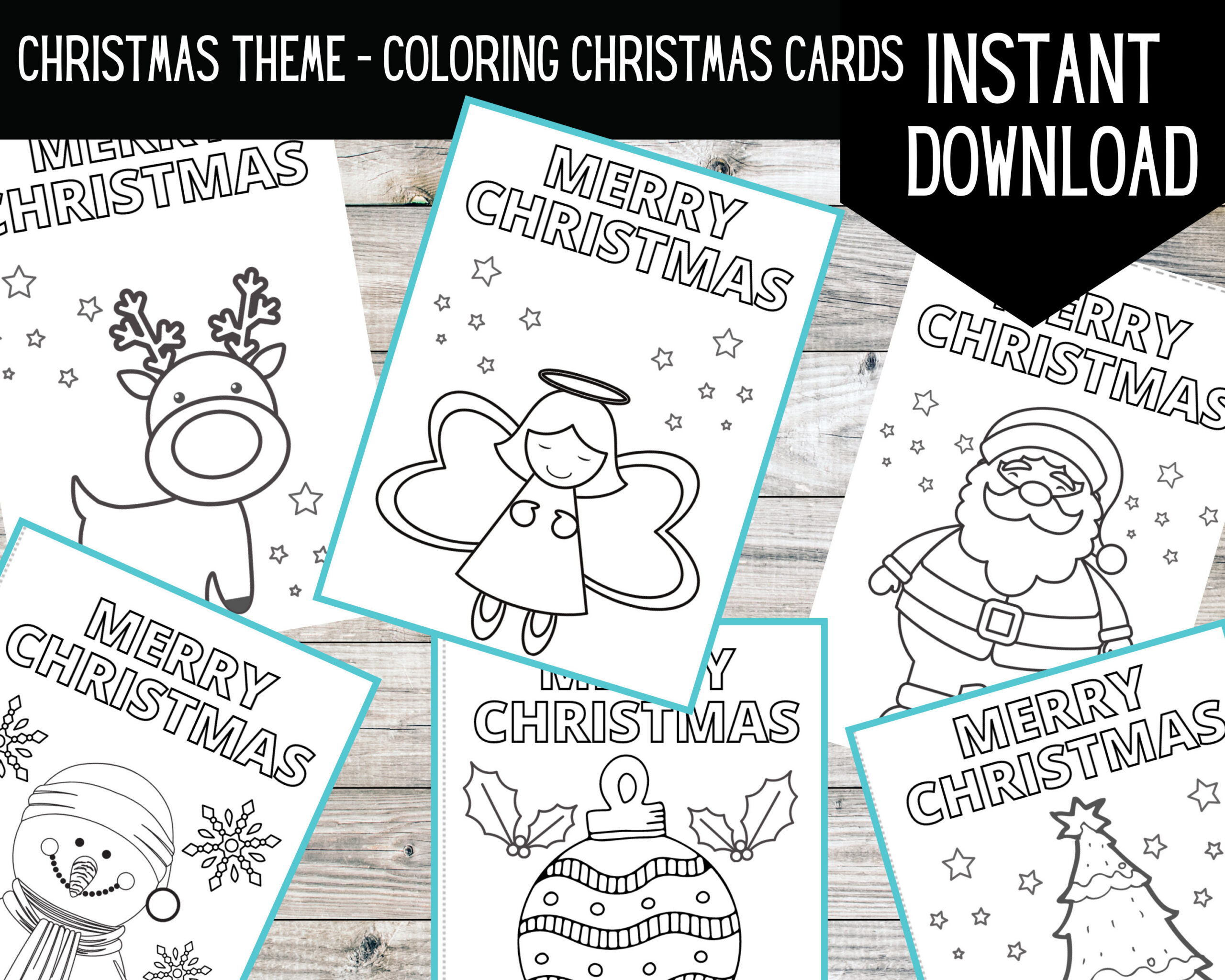 Printable Colouring Christmas Cards | Digital Download | Christmas with Printable Christmas Card For Kids to Color