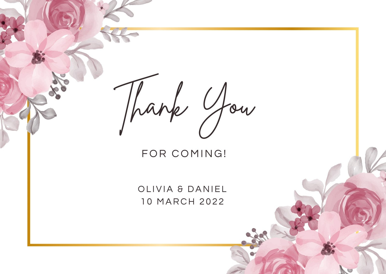 Printable, Customizable Thank You Card Templates | Canva with Thank You For Coming Cards Printable