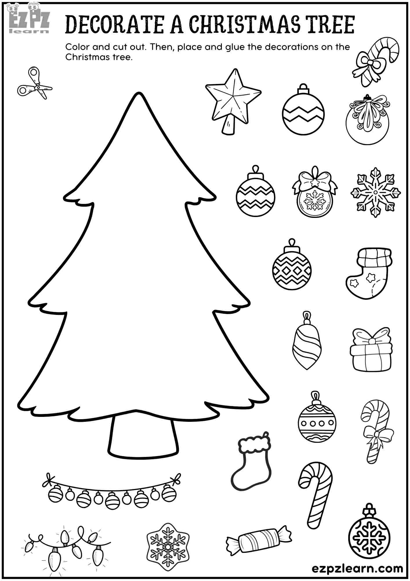 Printable Cut And Paste Decorate A Christmas Tree - Fun Diy regarding Christmas Tree Printable