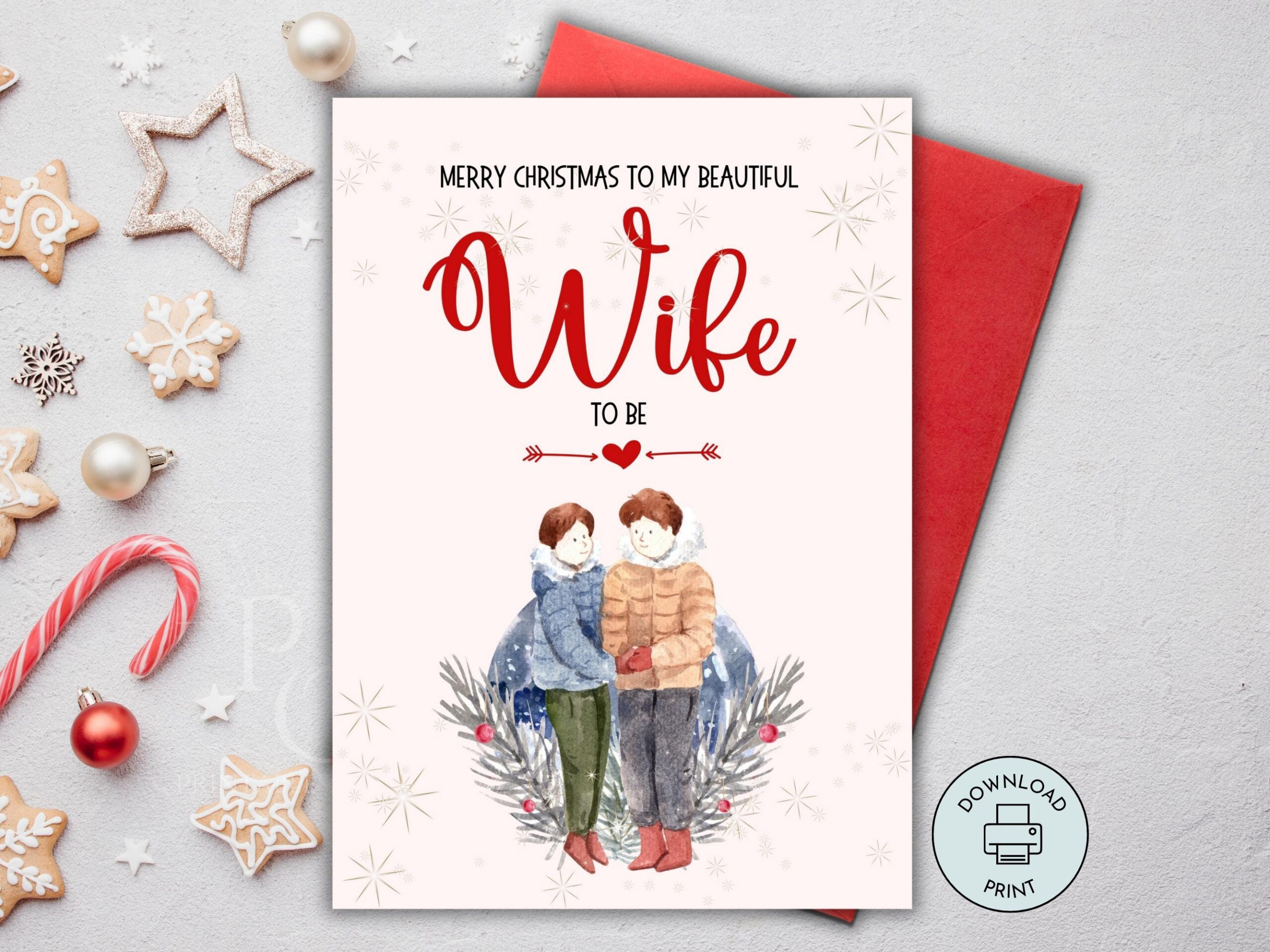 Printable Romantic Christmas Card For Wife To Be, Fiancée with regard to Printable Christmas Card For My Wife