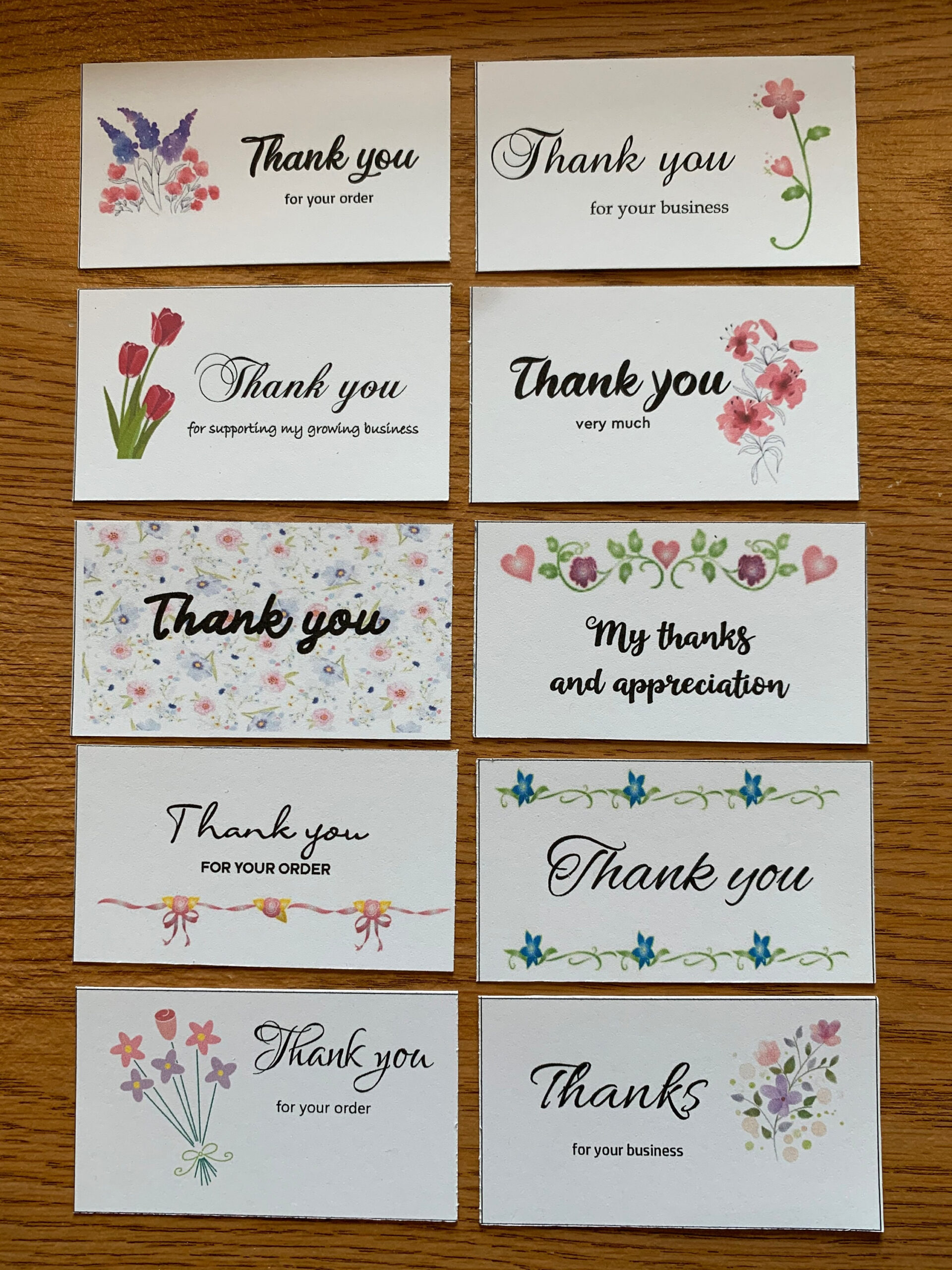Printable Thank You For Your Order Cards, Set Of 10, Mini Cards with regard to Printable Mini Thank You Cards