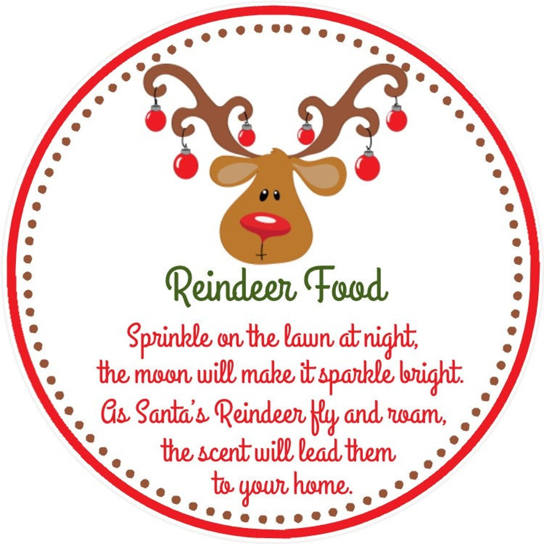 Reindeer Food Tags - Printable File - Instant Download / Reindeer intended for Reindeer Food Printable Label
