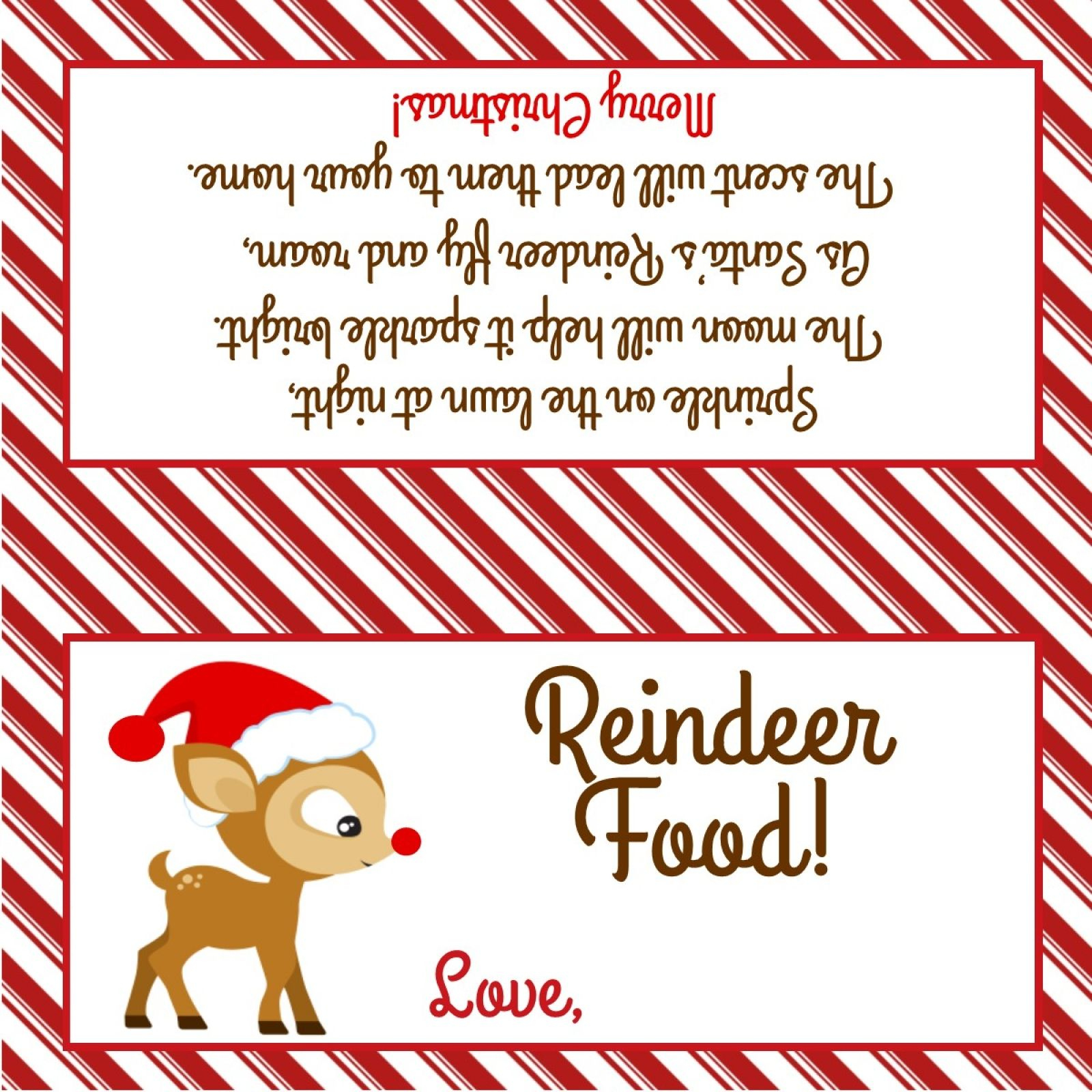 Reindeer Food - Treat Bag Topper - Digital File - You Print! intended for Free Reindeer Food Printable Bag Topper