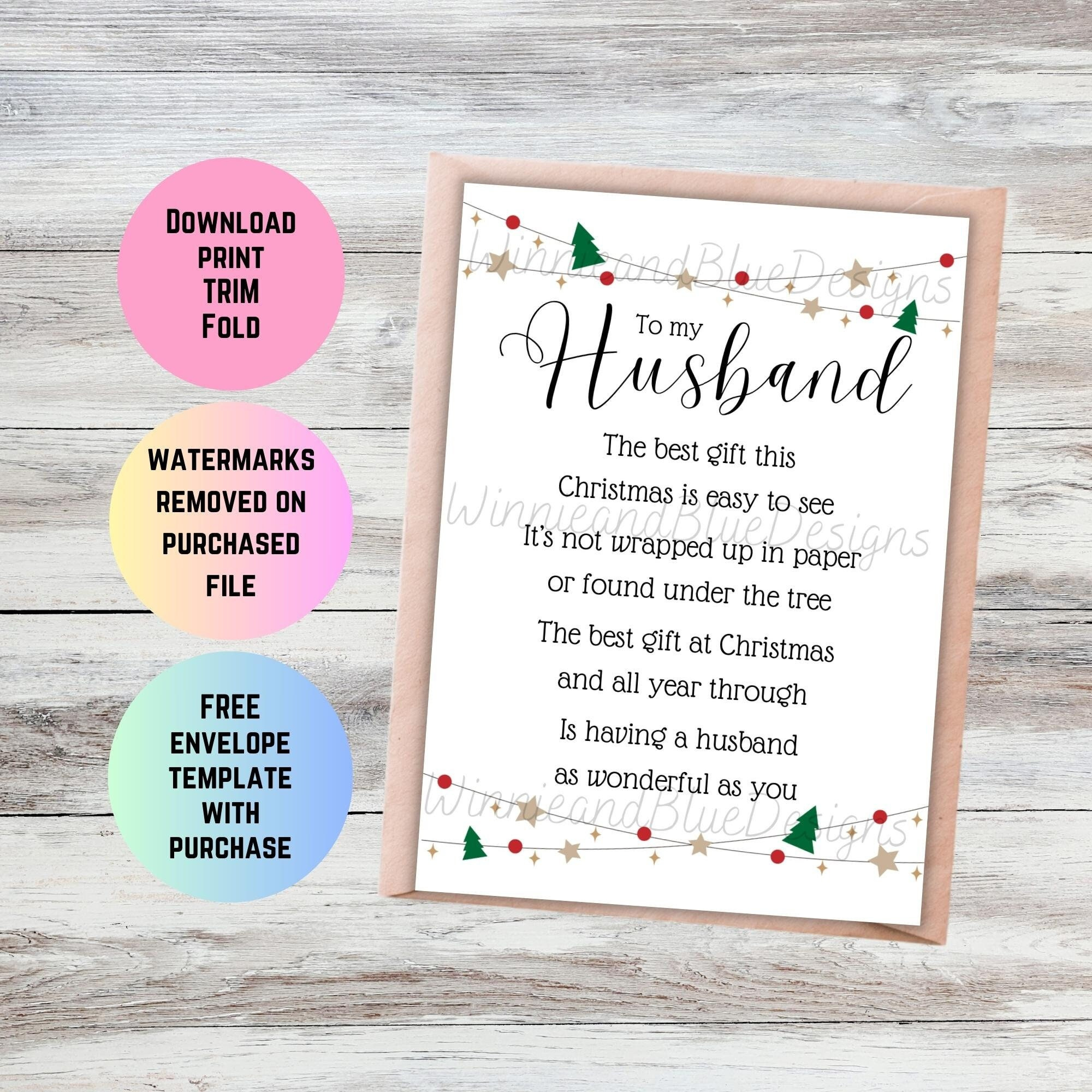 Romantic Christmas Poem Card For Husband (Printable Pdf) intended for Printable Christmas Card Husband