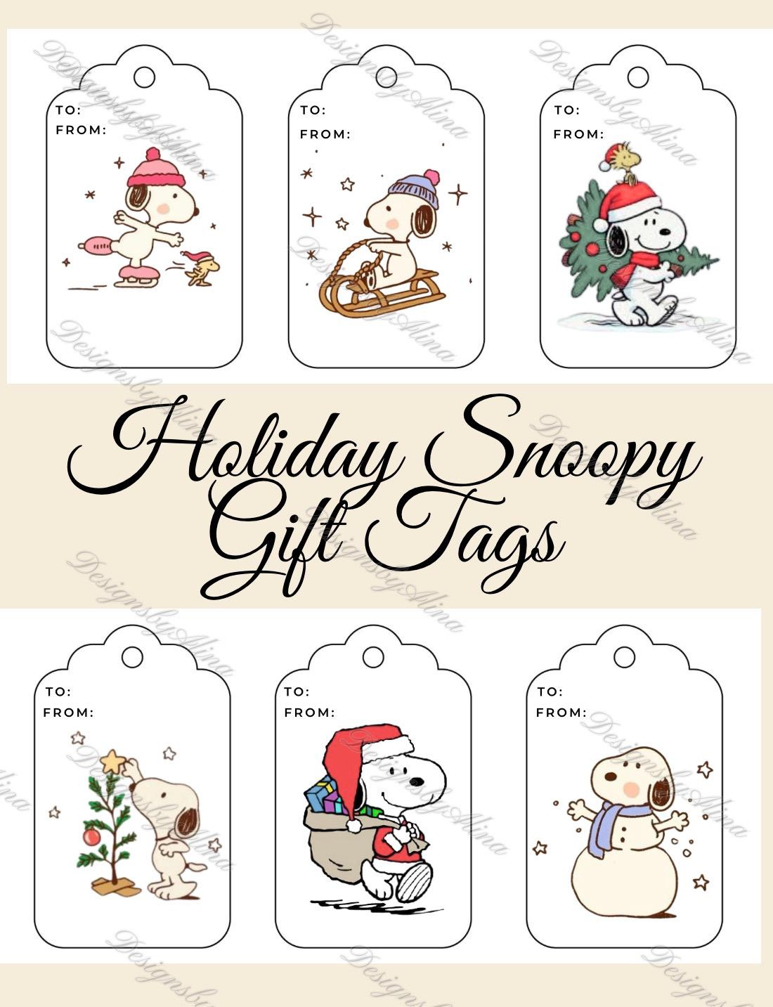 Snoopy Printables - Etsy in Printable Christmas Tags Snoopy