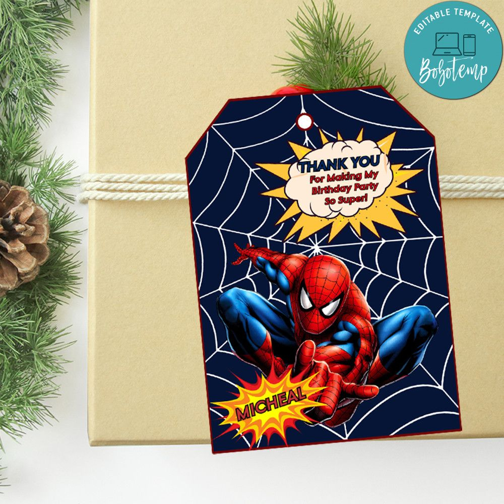 Spiderman Thank You Tag Template To Print At Home | Bobotemp pertaining to Spiderman Thank You Cards Printable Free