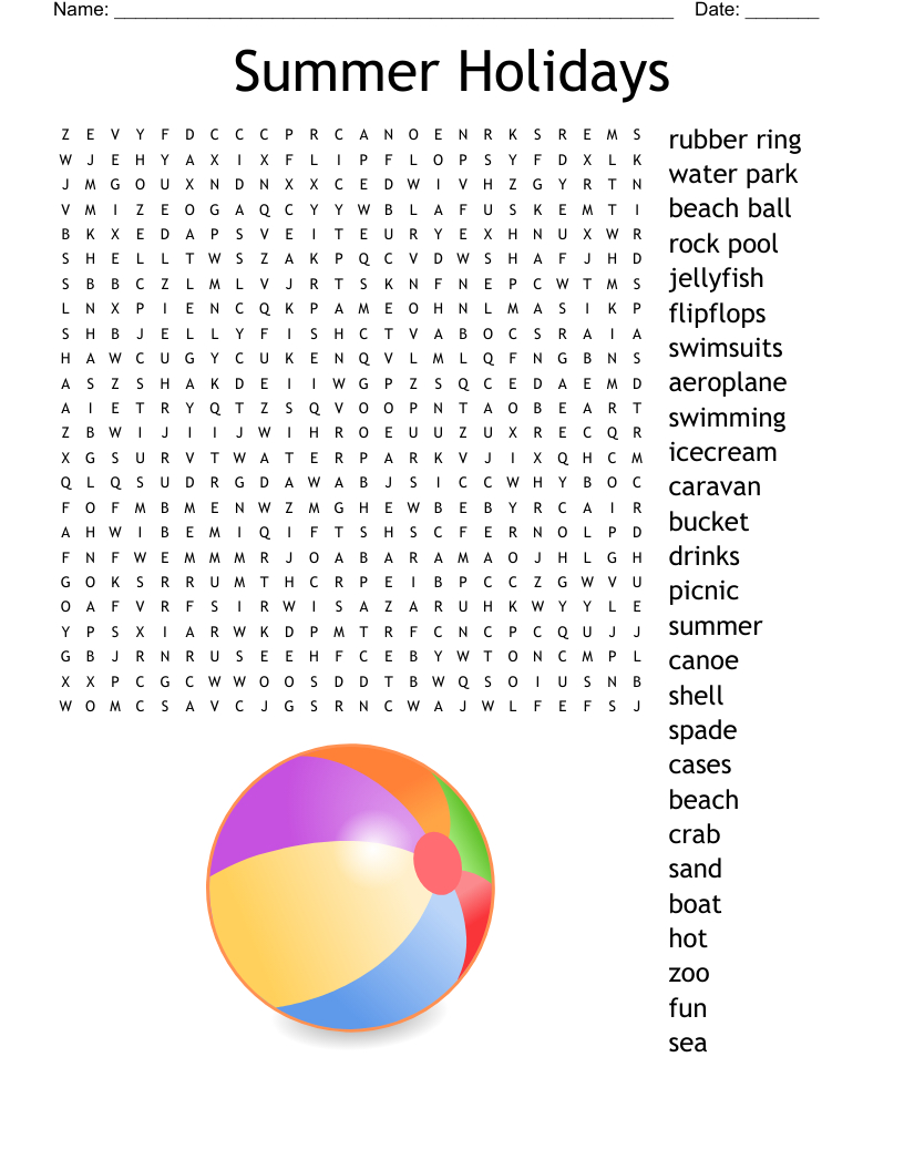 Summer Holidays Word Search - Wordmint pertaining to Summer Holiday Word Search Printable