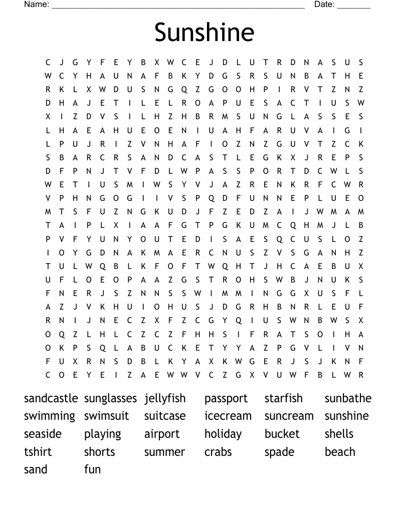 Summer Holidays Word Search - Wordmint regarding Summer Holiday Word Search Printable