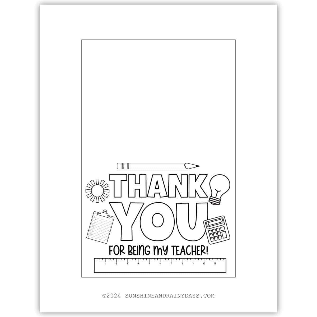 Teacher Appreciation Cards To Color - Sunshine And Rainy Days regarding Color In Thank You Cards Printable