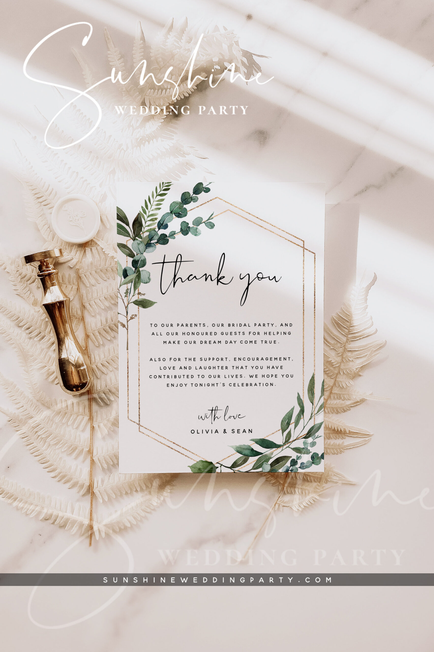 Thank You Cards Template, Greenery Wedding Thank You Letter for Wedding Party Thank You Cards Printable