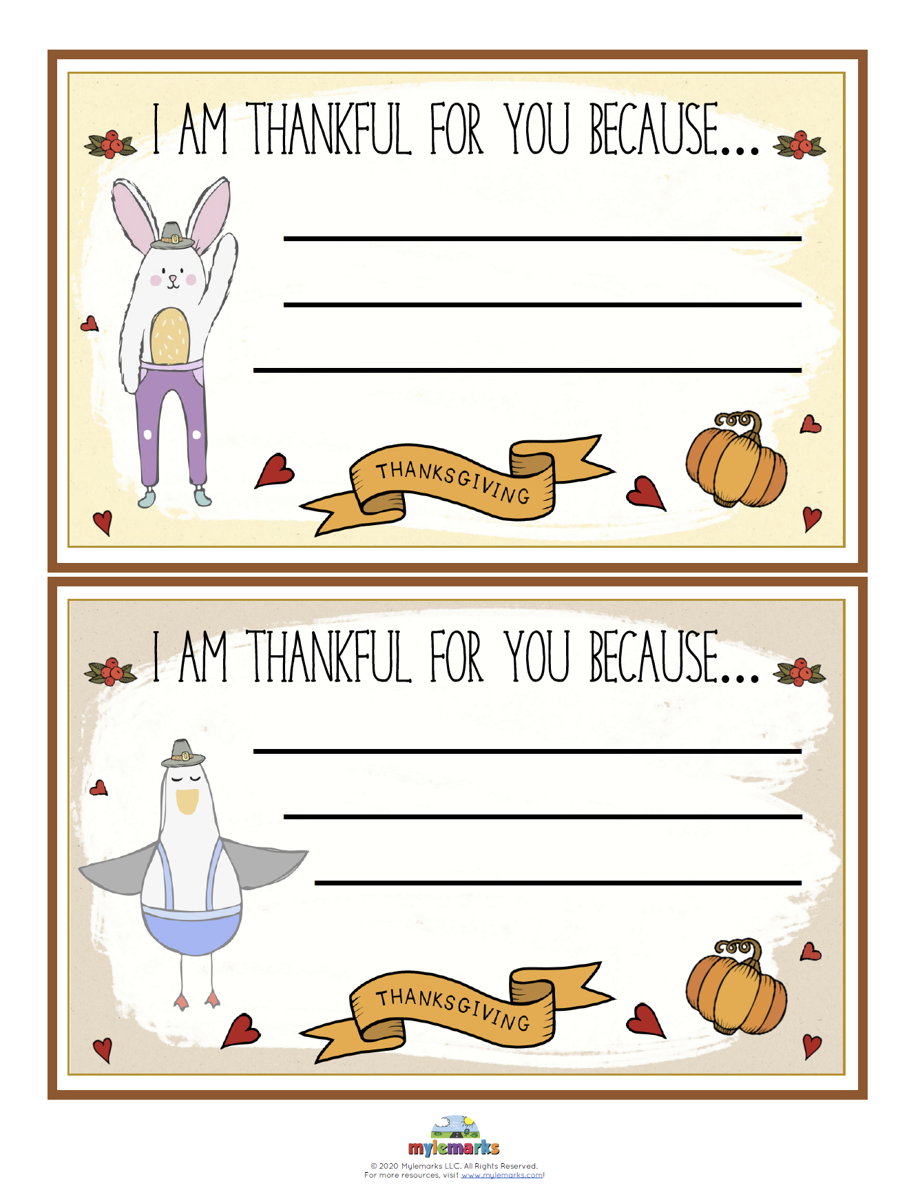 Thankful 4 You Cards throughout Thankful For You Cards Printable