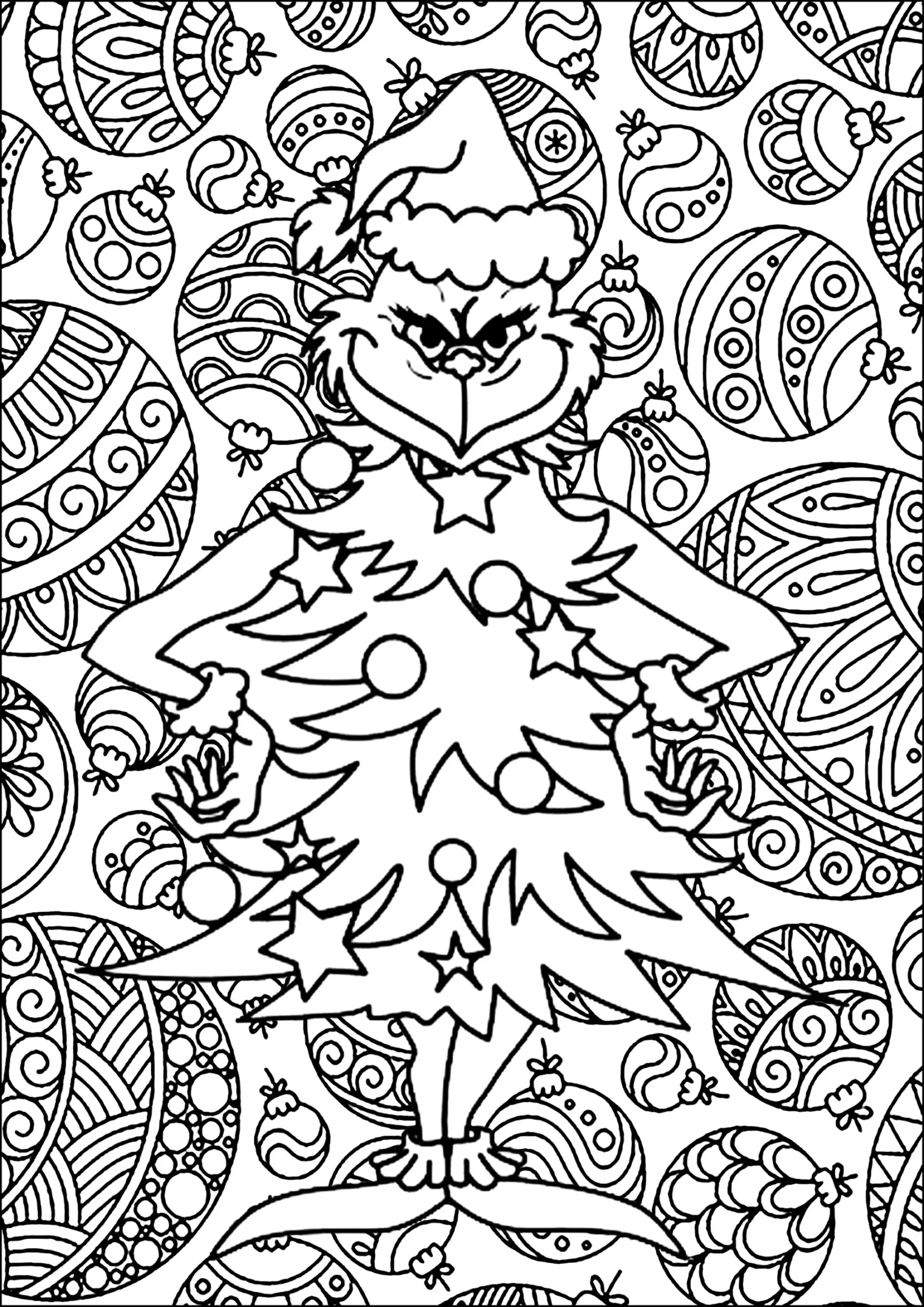 The Grinch Disguised As A Christmas Tree - Christmas Coloring with regard to Christmas Printable Coloring Pages